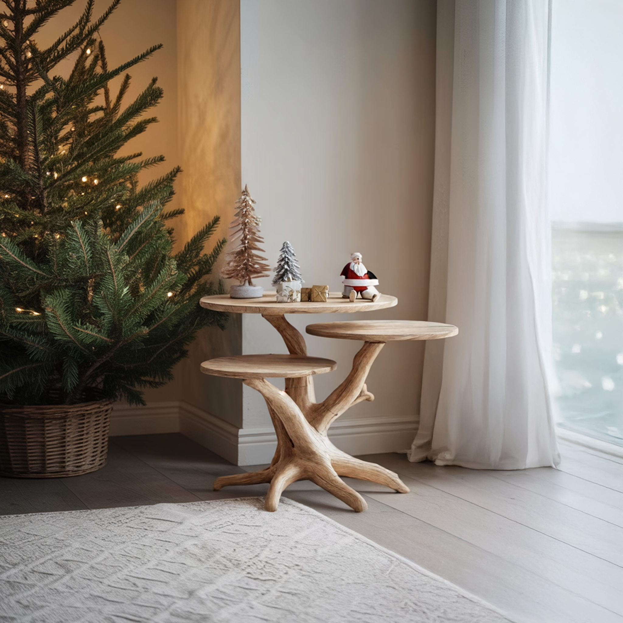 Handcrafted Wooden End Table For Furniture Decor Christmas Look SILDTTRENC007