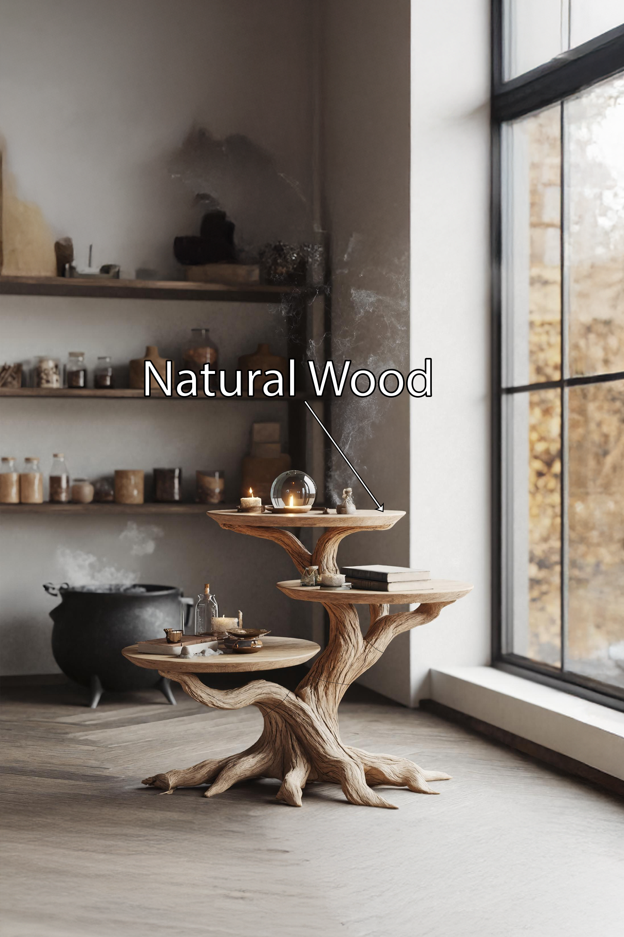 Farmhouse Round End Table For Living Room Decor Haunted Home Accent SILDTTRHEN006