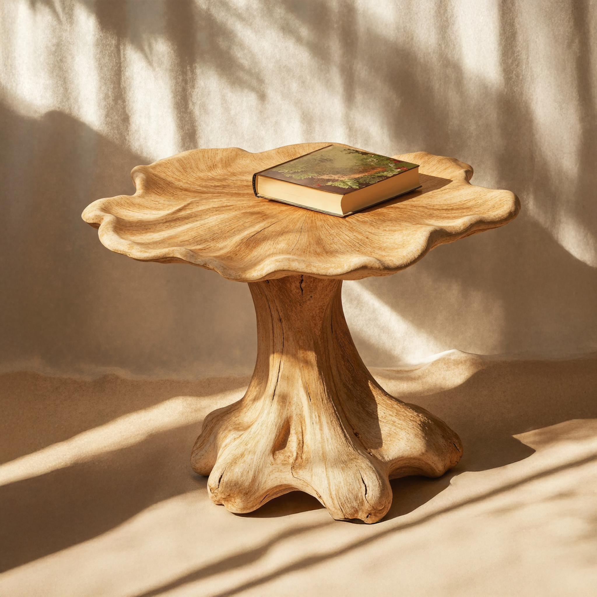 Minimalist Wood Mushroom End Table For Bedroom Clean Lines SILDTEN106