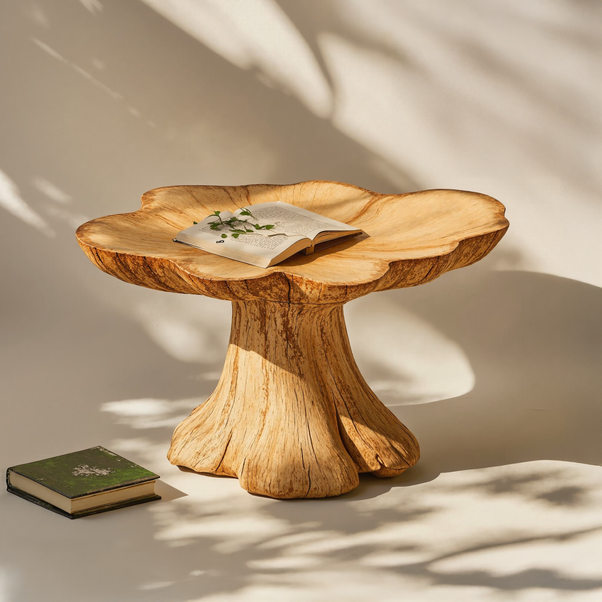 Vintage Wood Mushroom End Table For Sitting Room Antique Look SILDTEN099