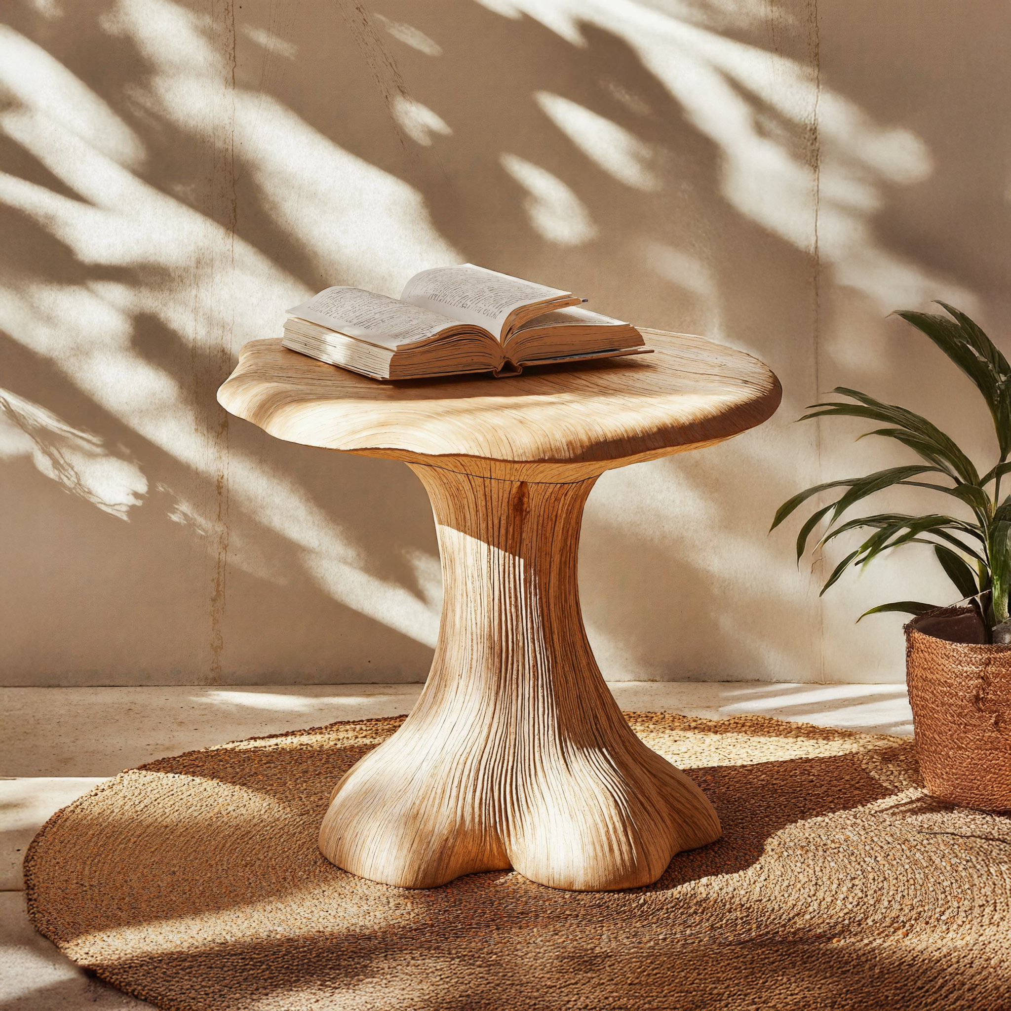 Modern Natural Wood Mushroom End Table For Bedroom Design SILDTEN091