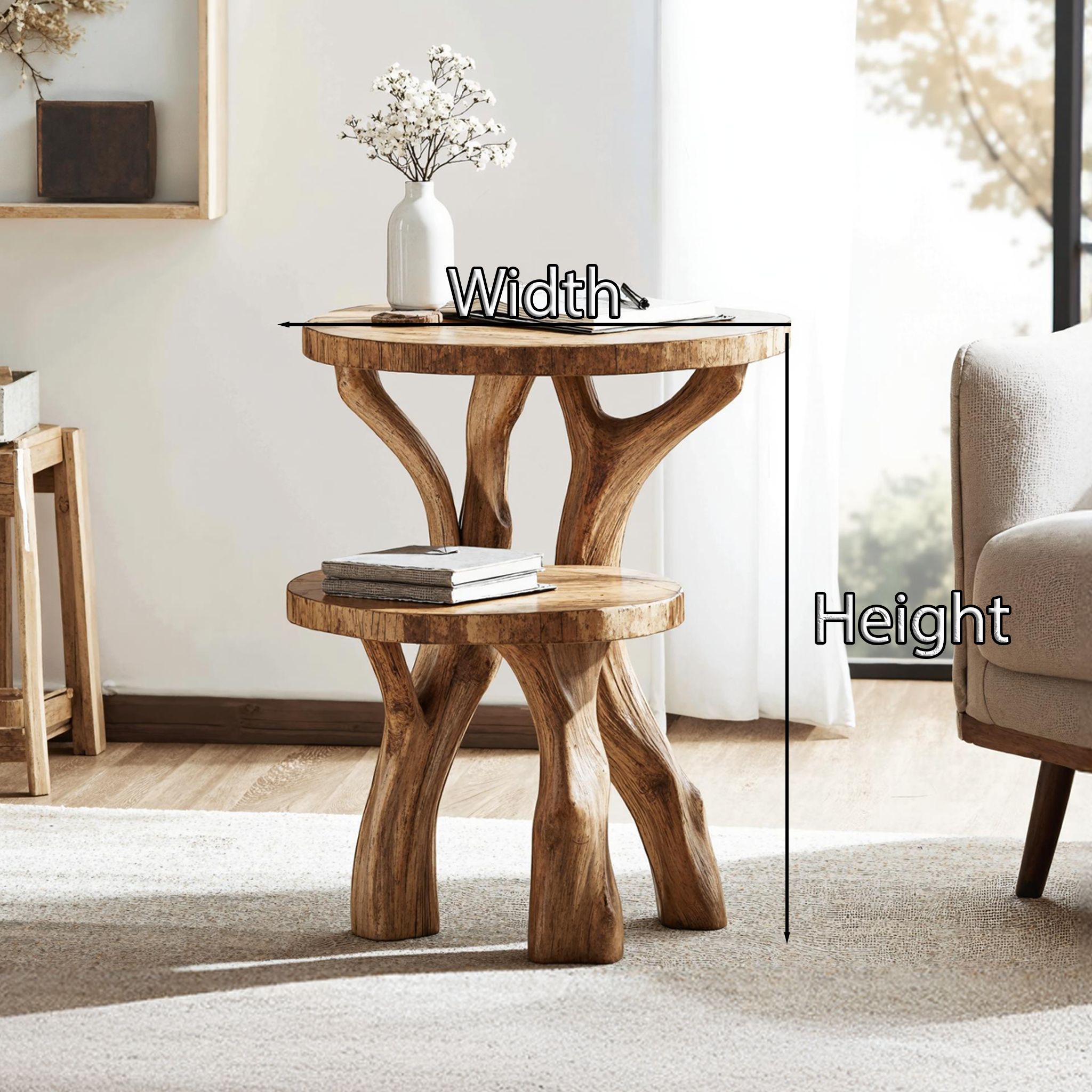 Handcrafted Live Edge End Table Natural Home SILDTTNEN023