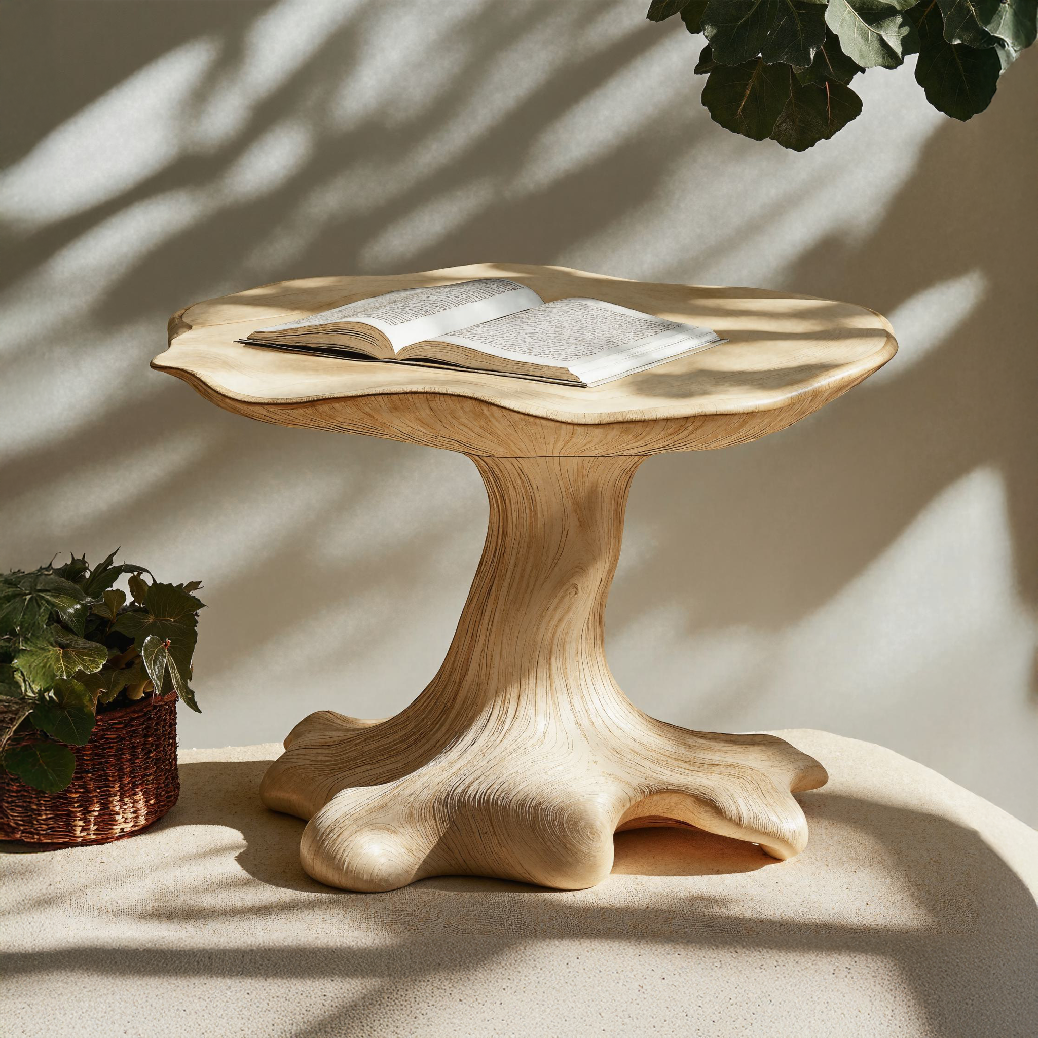 Rustic Live Edge Wood Mushroom End Table For Small Living Room Space SILDTEN103