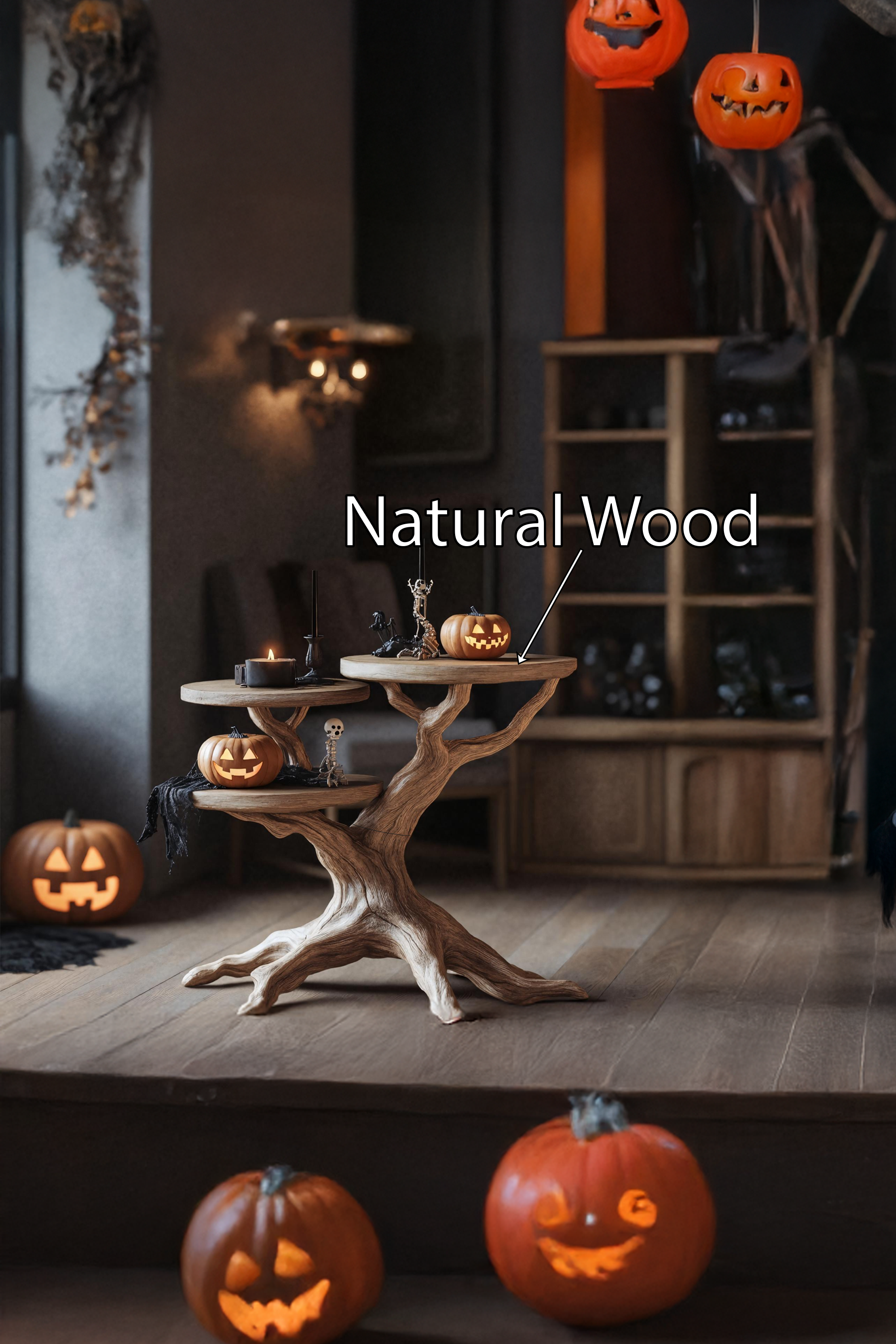 Farmhouse Solid Wood End Table For Living Room Gothic Autumn Wall Decor SILDTTRHEN014