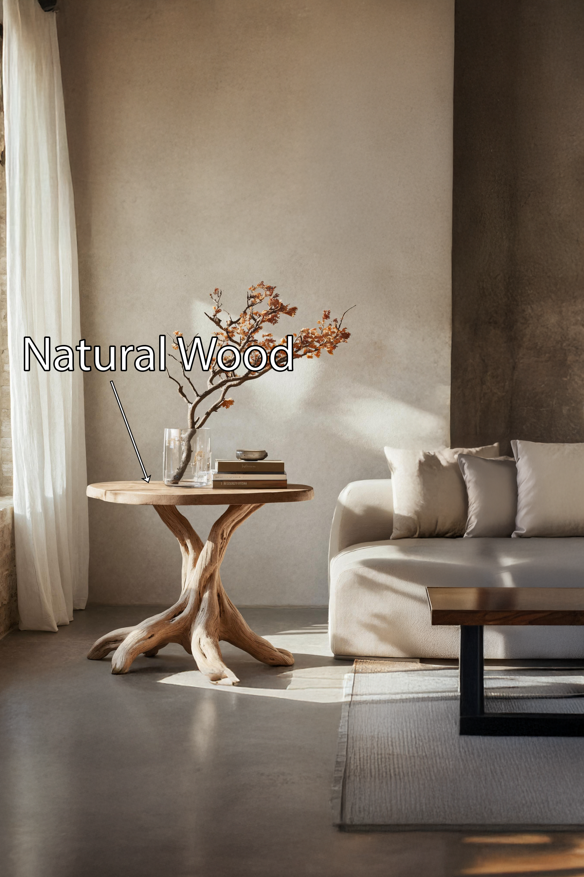 Handcrafted Solid Wood End Table For Living Room Modern Wall Display SILDTTREN011