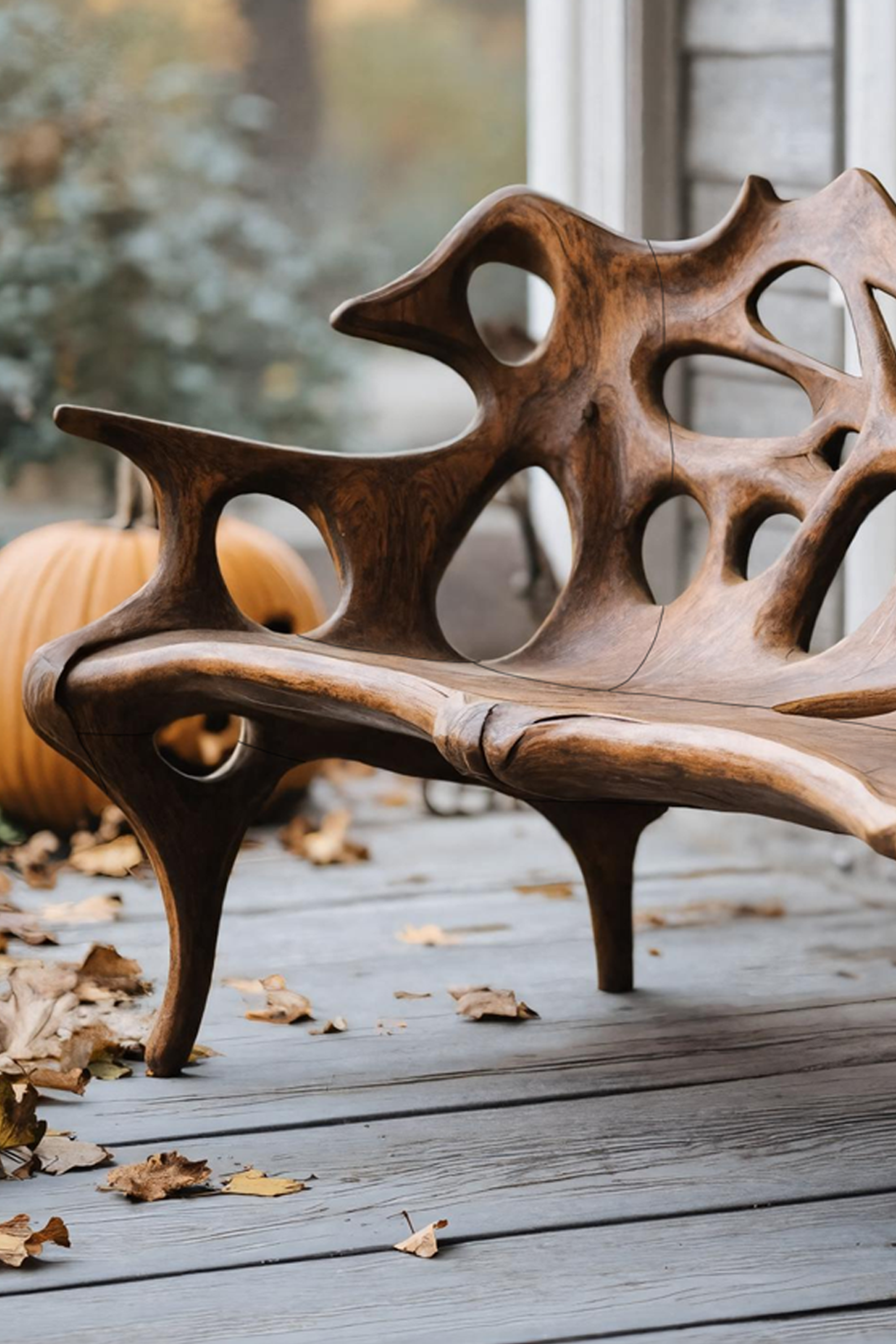 Handcrafted Solid Wood Halloween Bench For Outdoor Party Decor SILDTTNHOB007