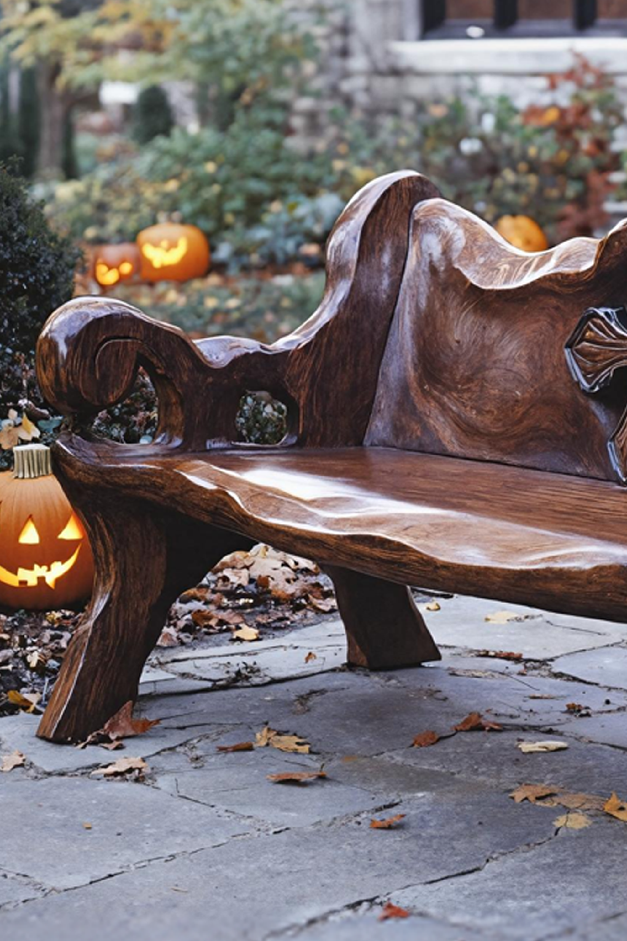 Handcrafted Live Edge Outdoor Bench For Rustic Outdoor Design SILDTTNHOB015