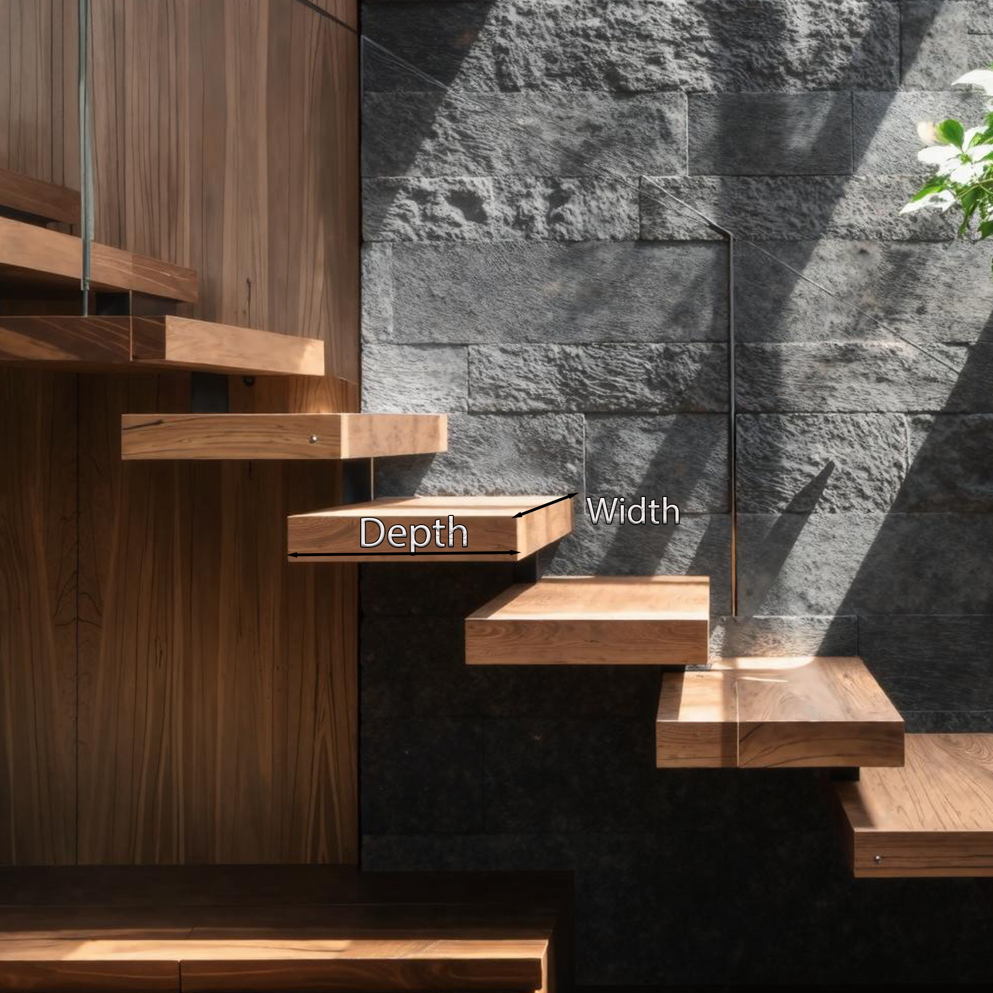 Mid Century Solid Wood Stair Living Room Decor SILDTFLS001