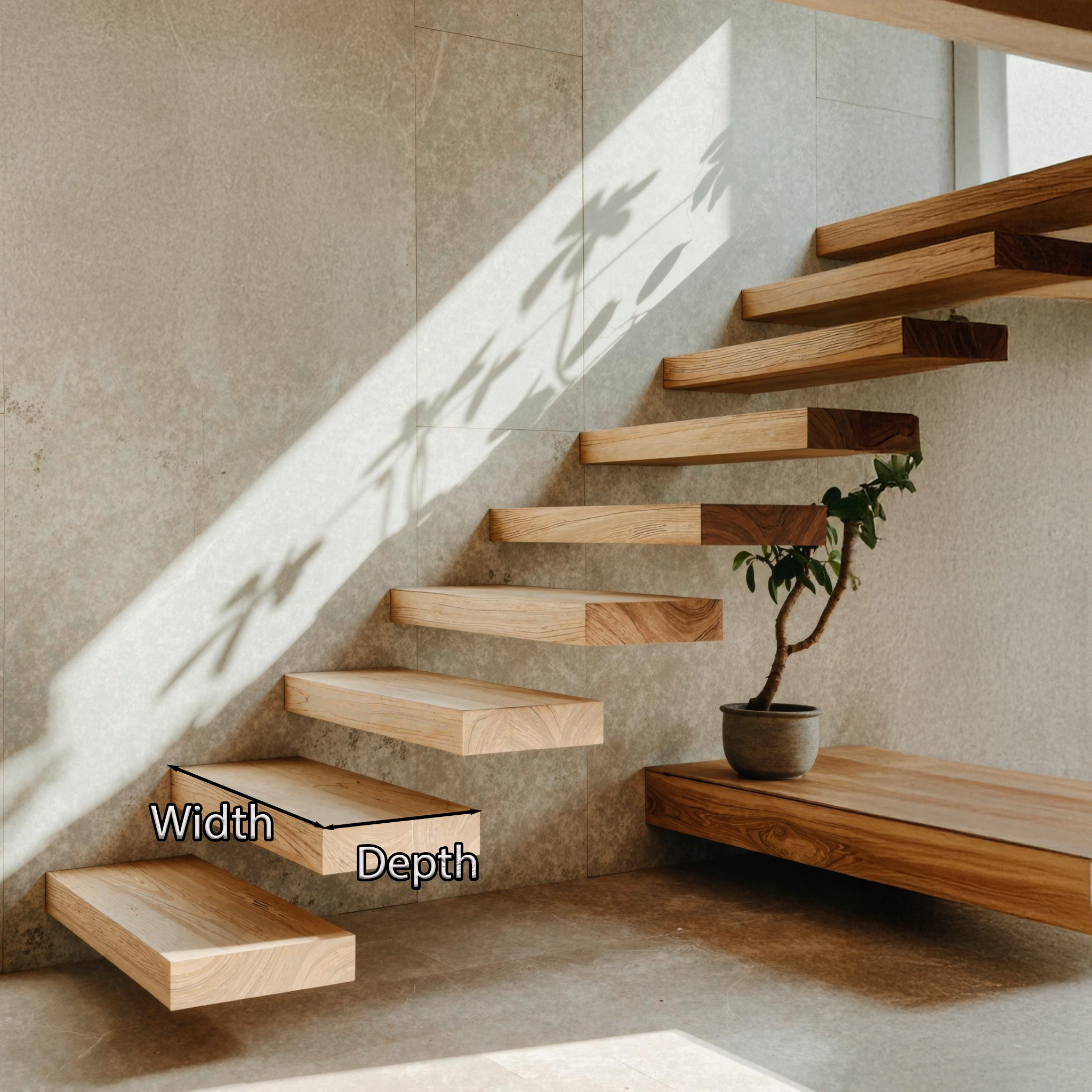 Mid Century Wooden Stair Modern Living Room SILDTFLS005