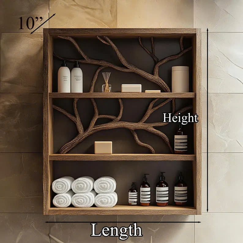 Rustic Wood Bathroom Vanity Shelf Bathroom Storage Tree Branch SINLBRV038