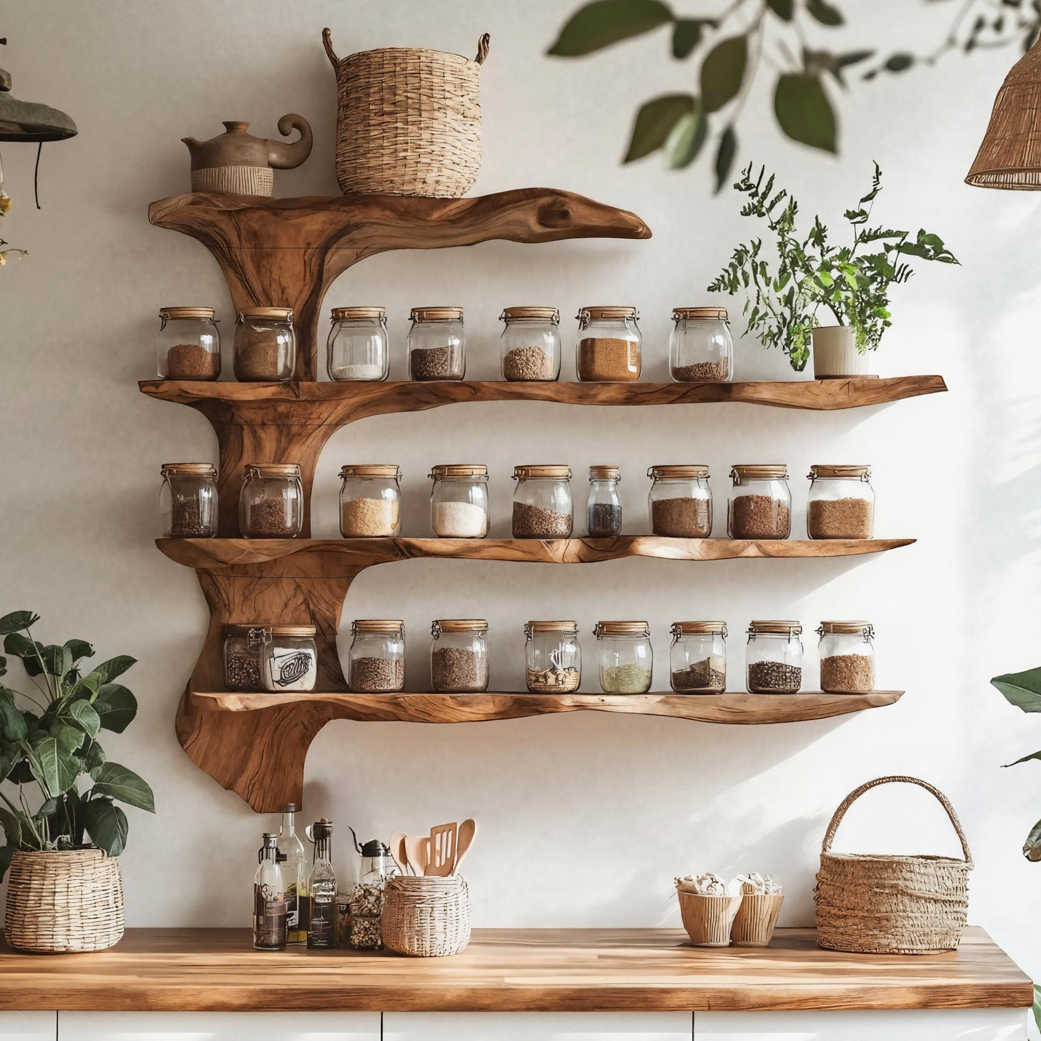 Mid Century Wooden Cabinet With Spice Rack For Kitchen SILDTTRSRS003