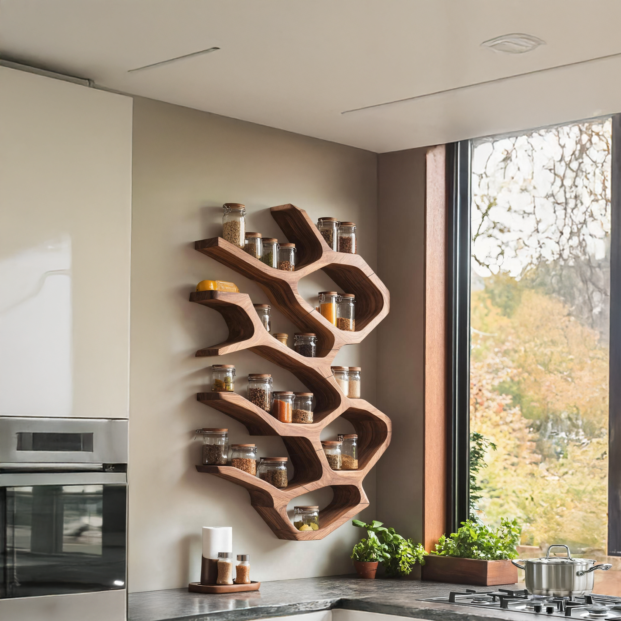 Farmhouse Kitchen Furniture With Wooden Spice Organizer SILDTTRSRS019