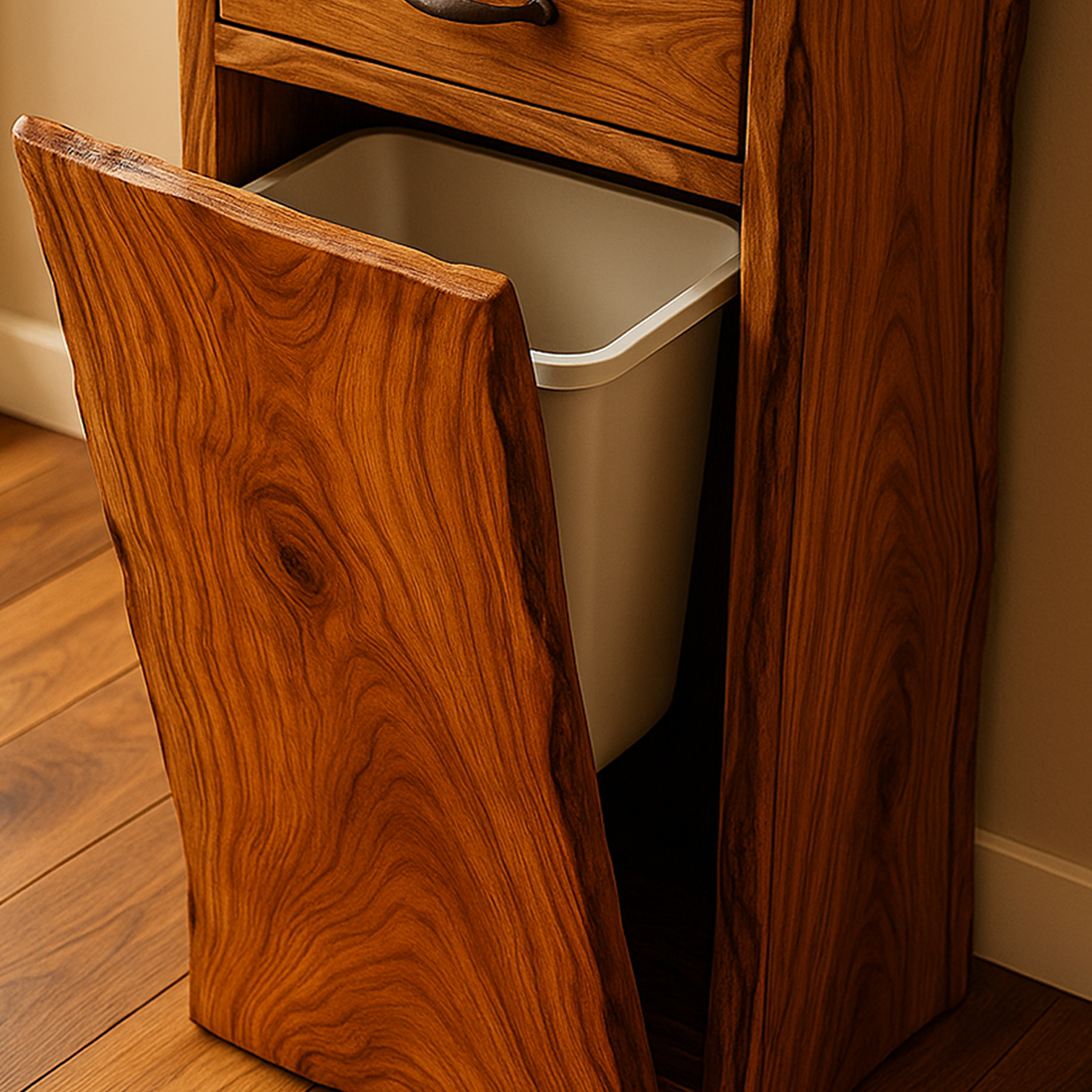 Handcrafted Tilt Out Trash Can Furniture For Kitchen Storage SILDTTRB003