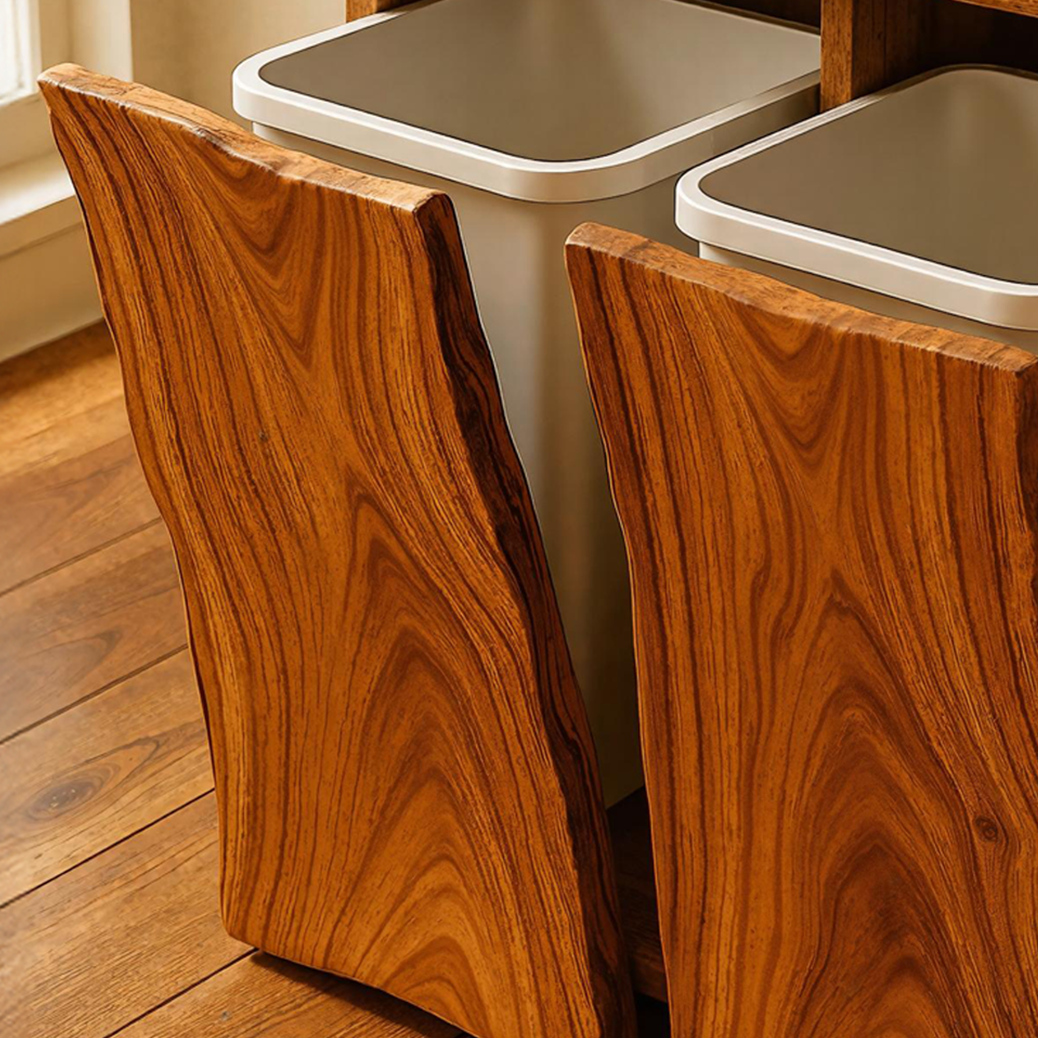 Farmhouse Wooden Double Tilt Out Garbage Bin For Dining Room Corner SILDTTRB002