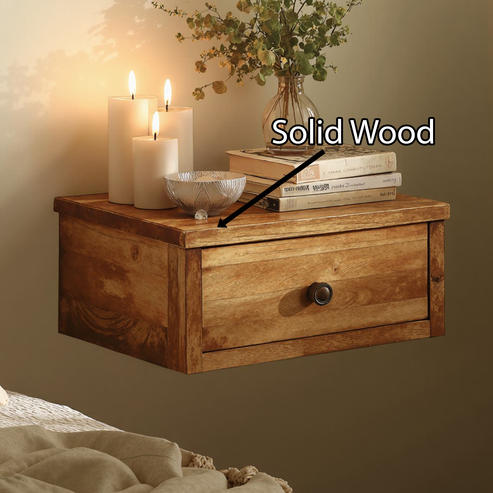 Minimalist Floating Nightstand With Wooden Drawer SILDTNS015
