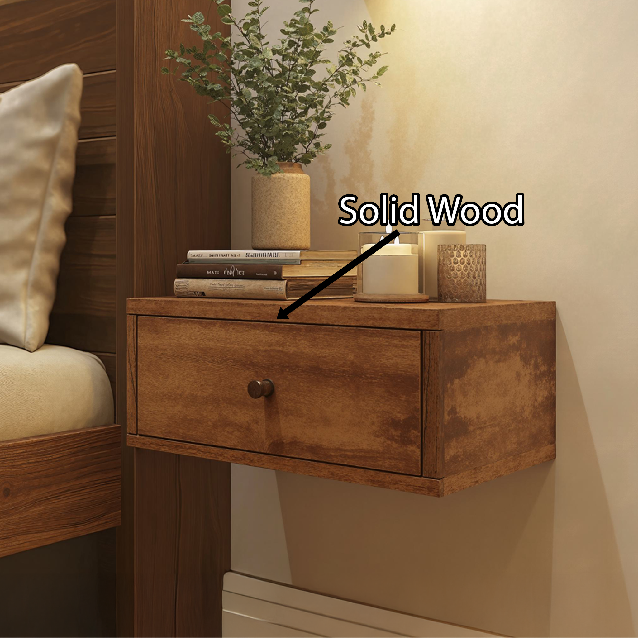 Minimalist Modern Wooden Nightstand With Drawer SILDTNS002