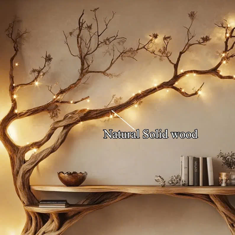 Natural Solid Wood Tree Bookshelf Rustic Side Table Farmhouse SINLCS045