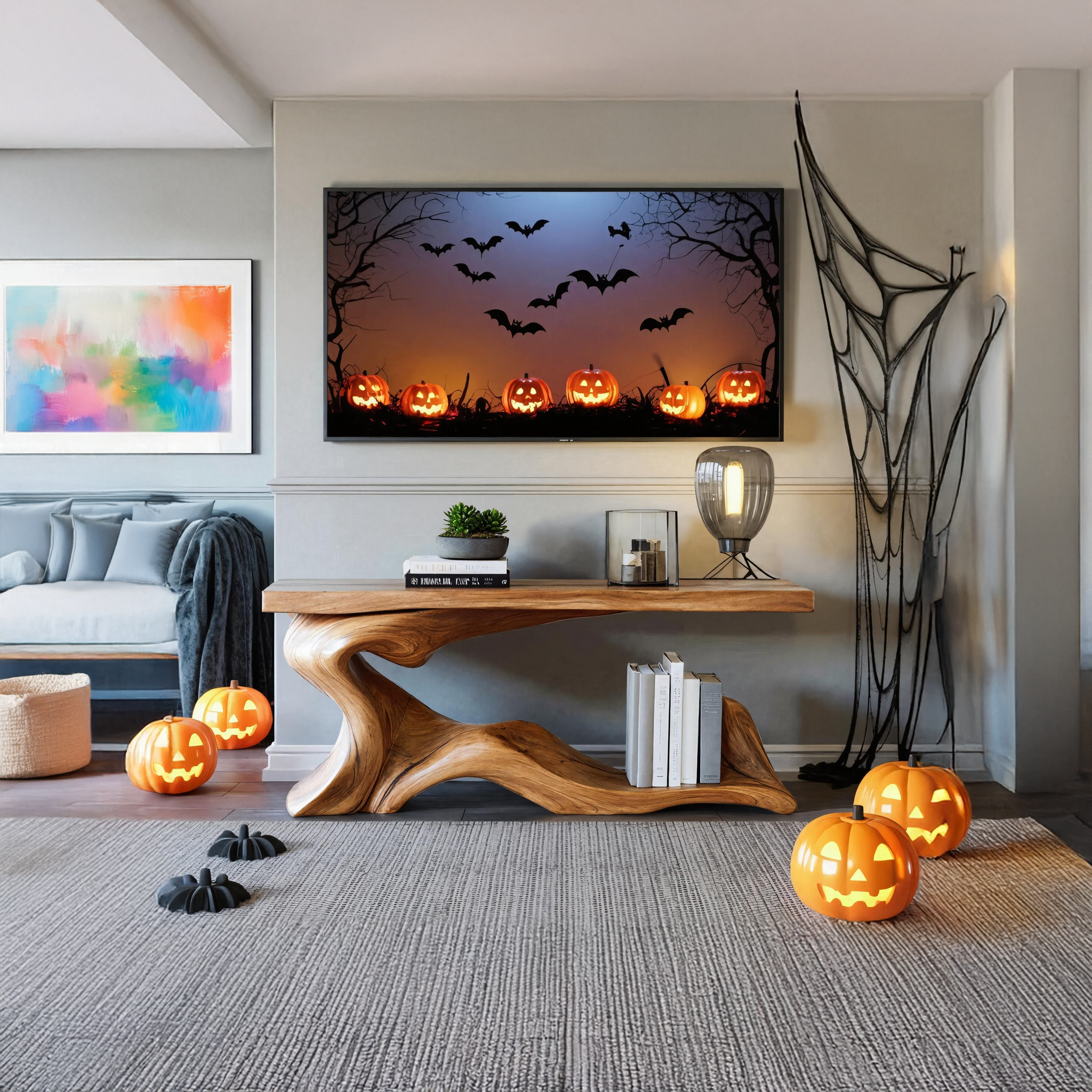 Farmhouse Solid Wood Console Table For Bedroom Decor Halloween Style SILDTTRHCS002