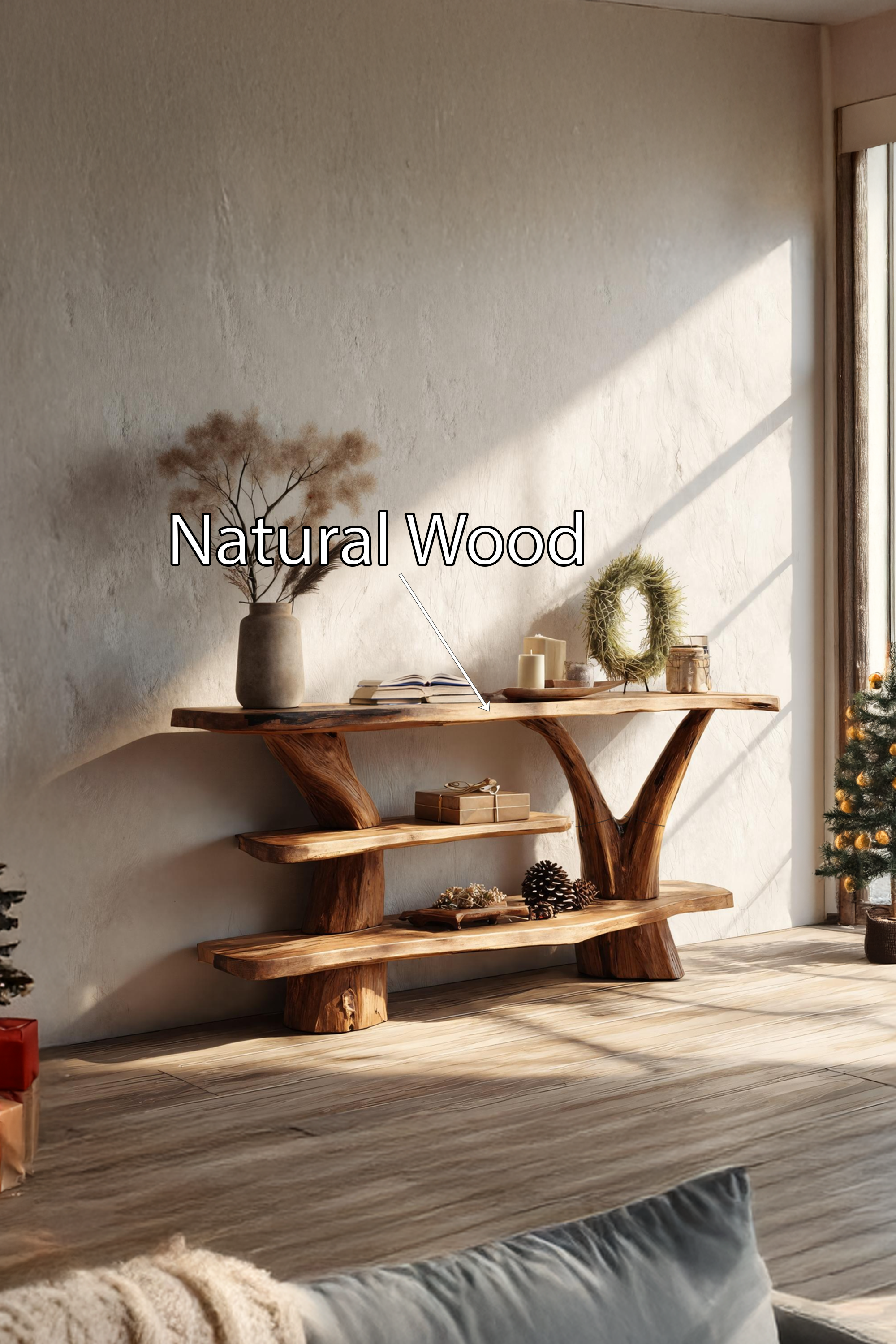 Handcrafted Solid Wood Console Table For Holiday Bedroom Christmas Design SILDTTRCSC047