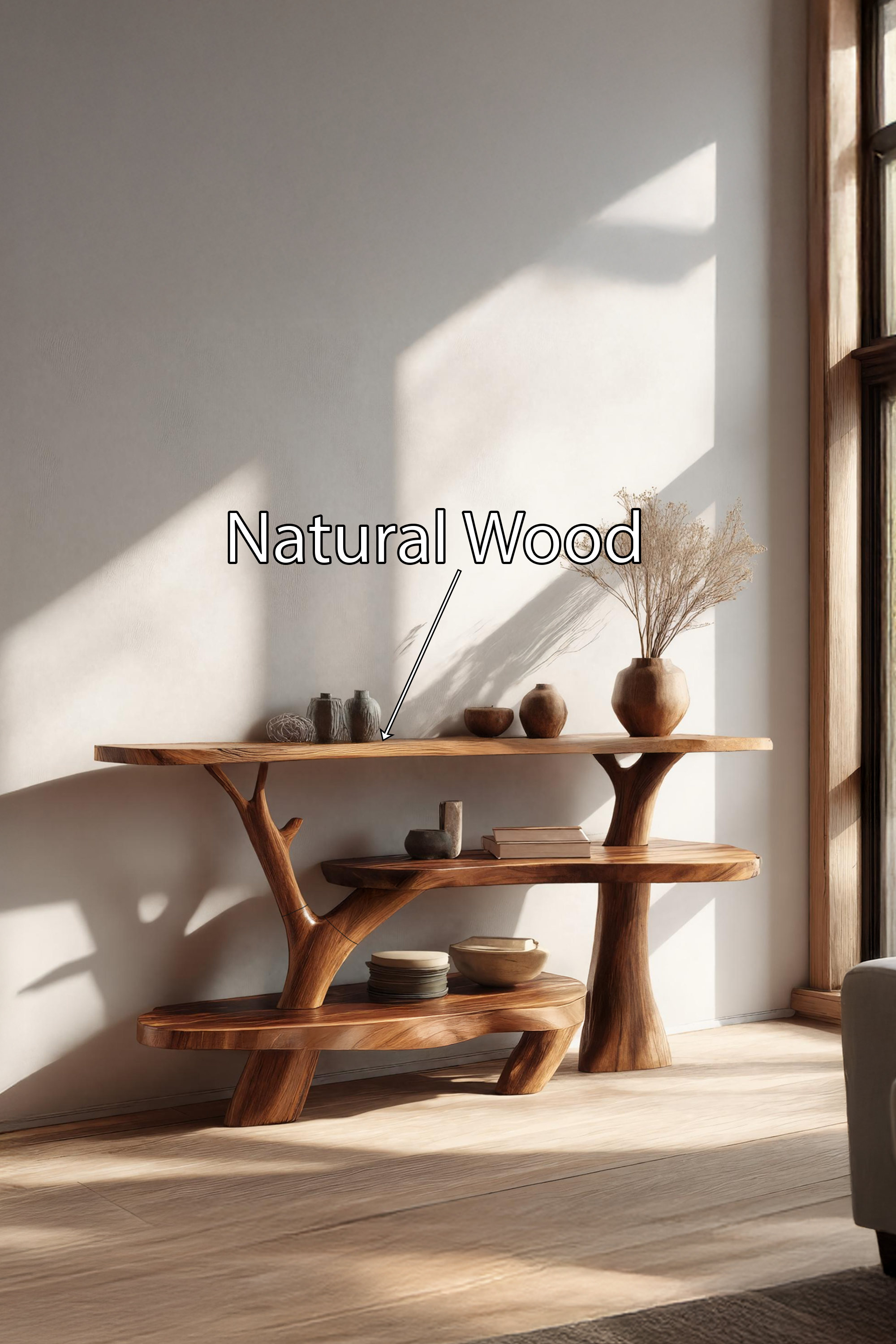 Handcrafted Live Edge Entryway Table For Bedroom Furniture Design SILDTTRCS038