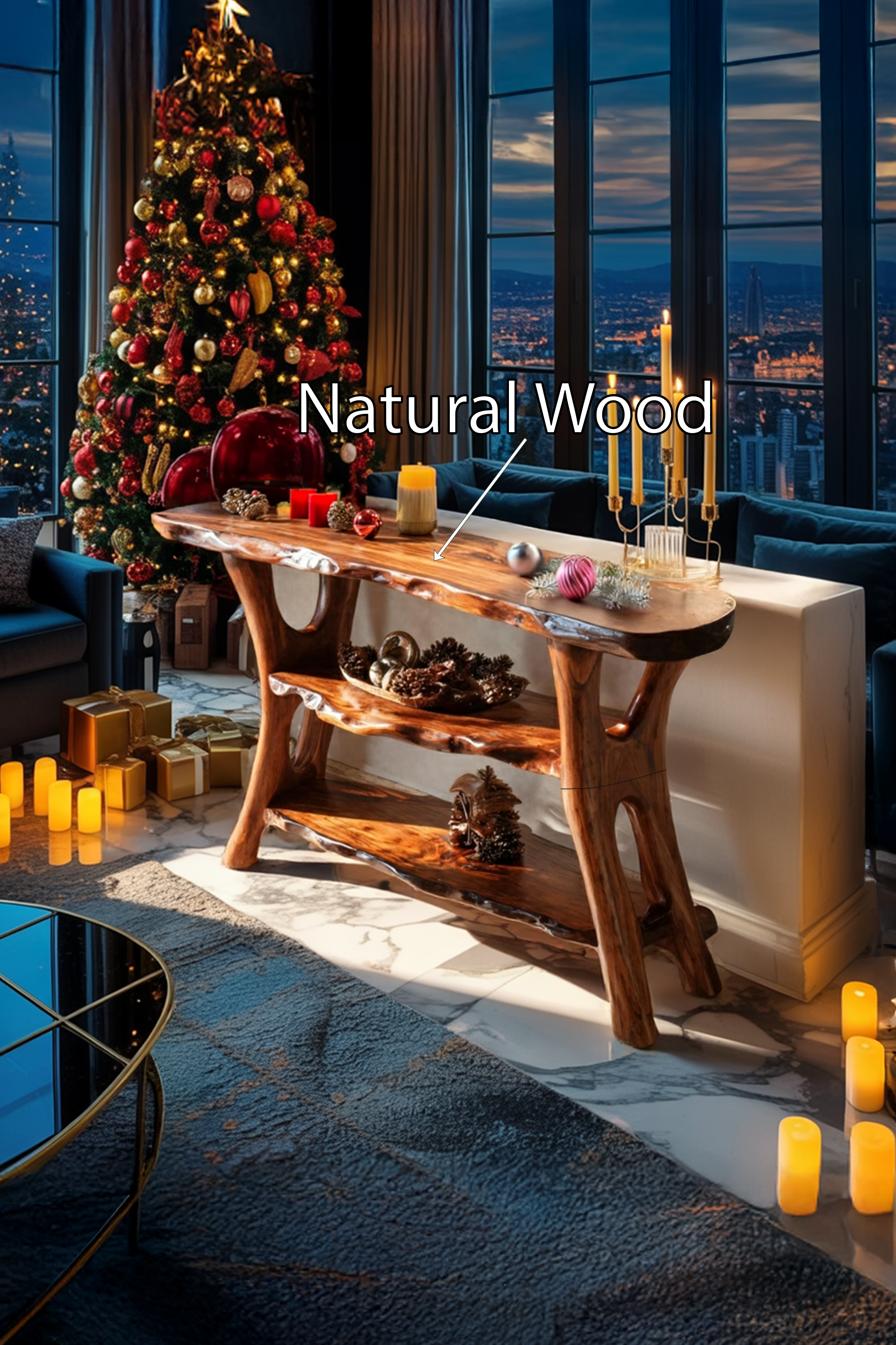 Mid Century Solid Wood Console Table For Xmas Entryway Holiday Living Room SILDTTRCSC037