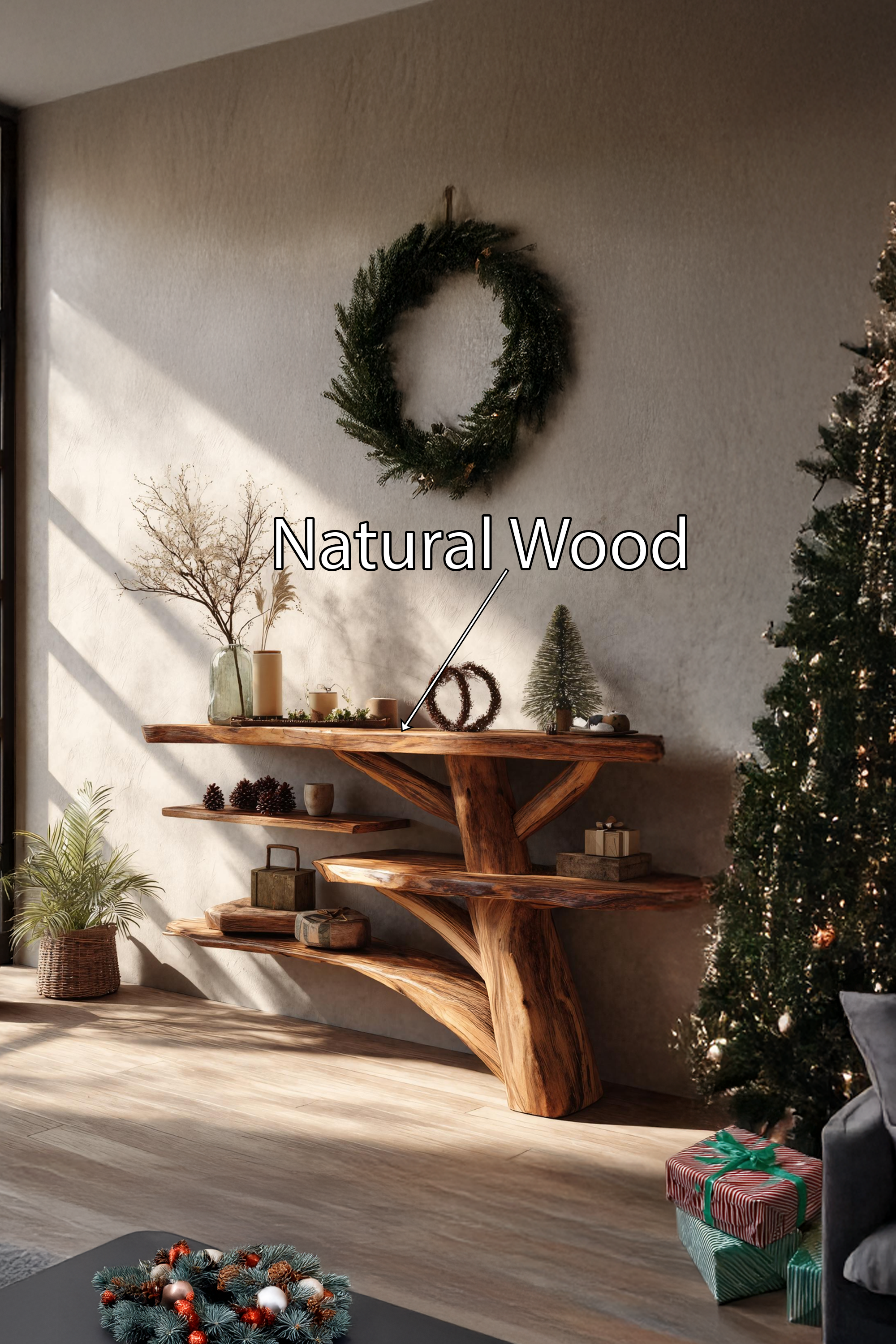 Handcrafted Solid Wood Console Table For Christmas Entryway Seasonal Decor SILDTTRCSC031