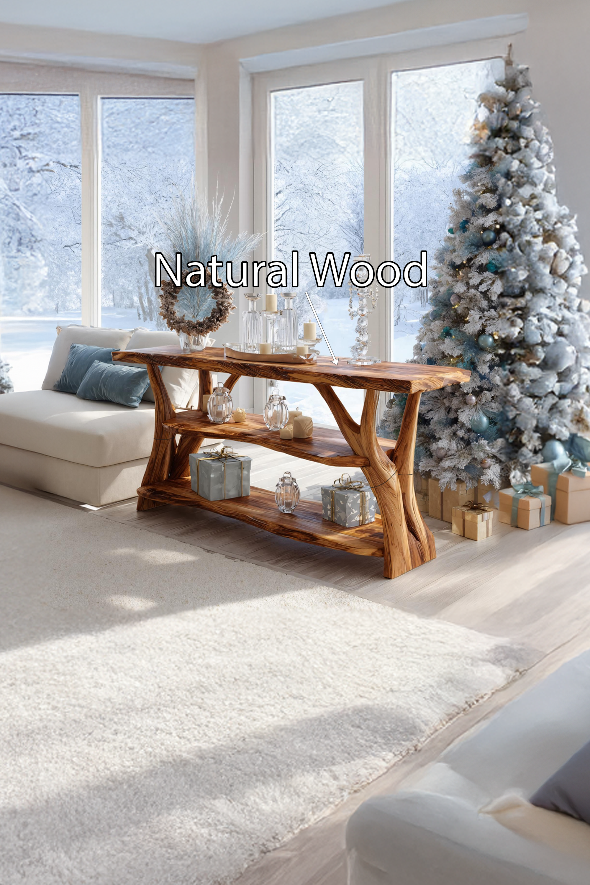 Handcrafted Live Edge Entryway Table For Bedroom Christmas Seasonal Accent SILDTTRCSC003