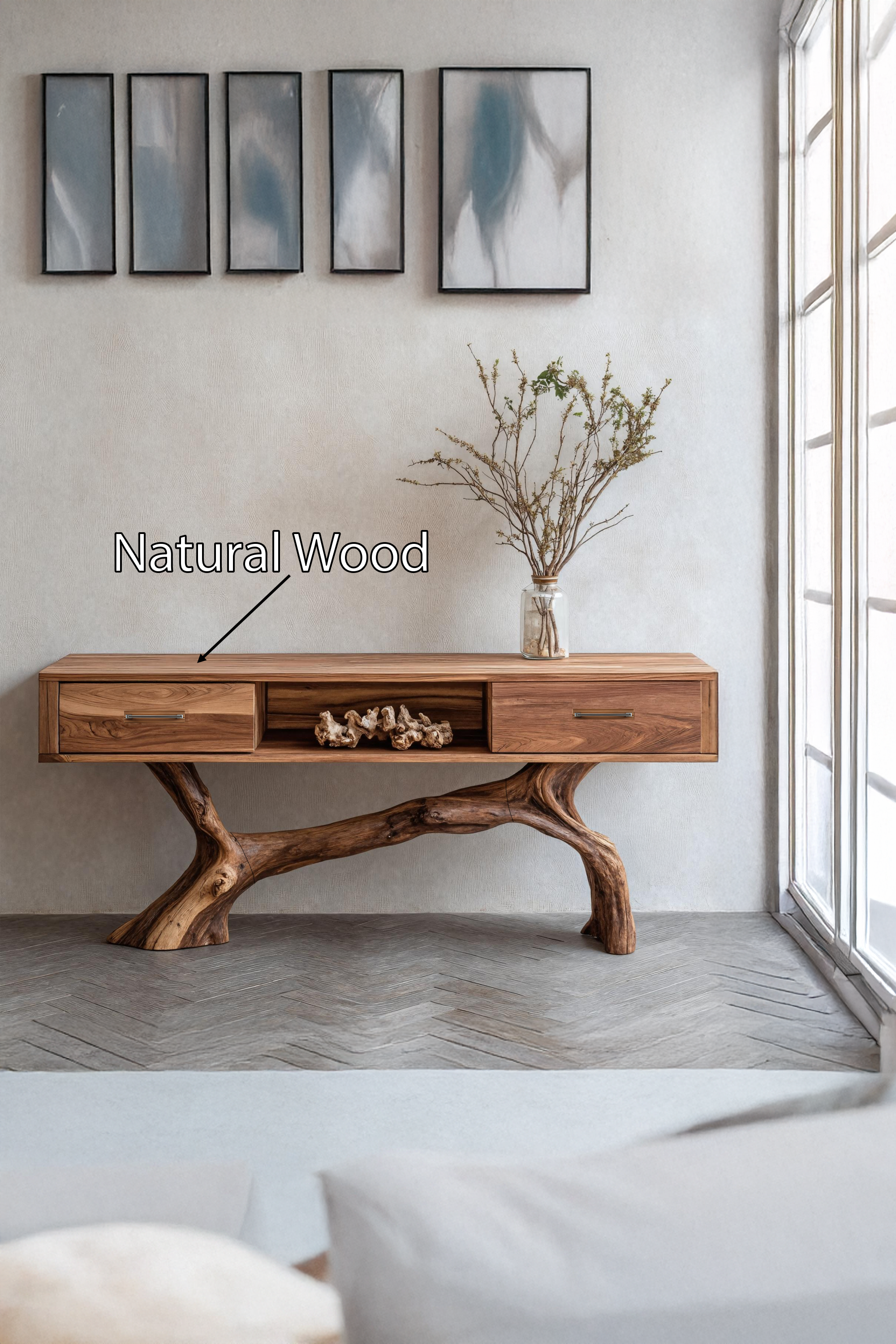 Handcrafted Live Edge Entryway Table For Furniture Decor Accent SILDTTRCS007