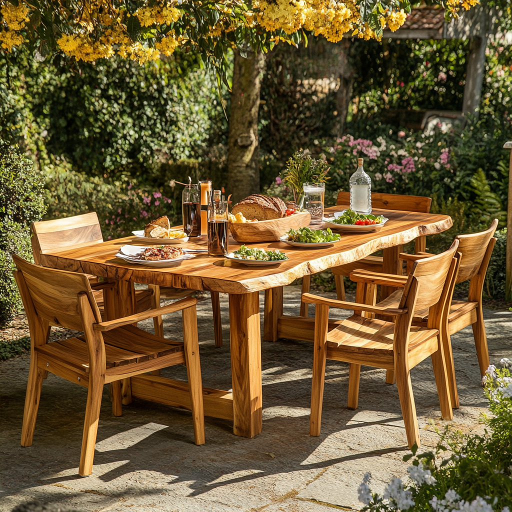 Garden Table and Chair Set Handmade Decor Garden Gift SINLDT014