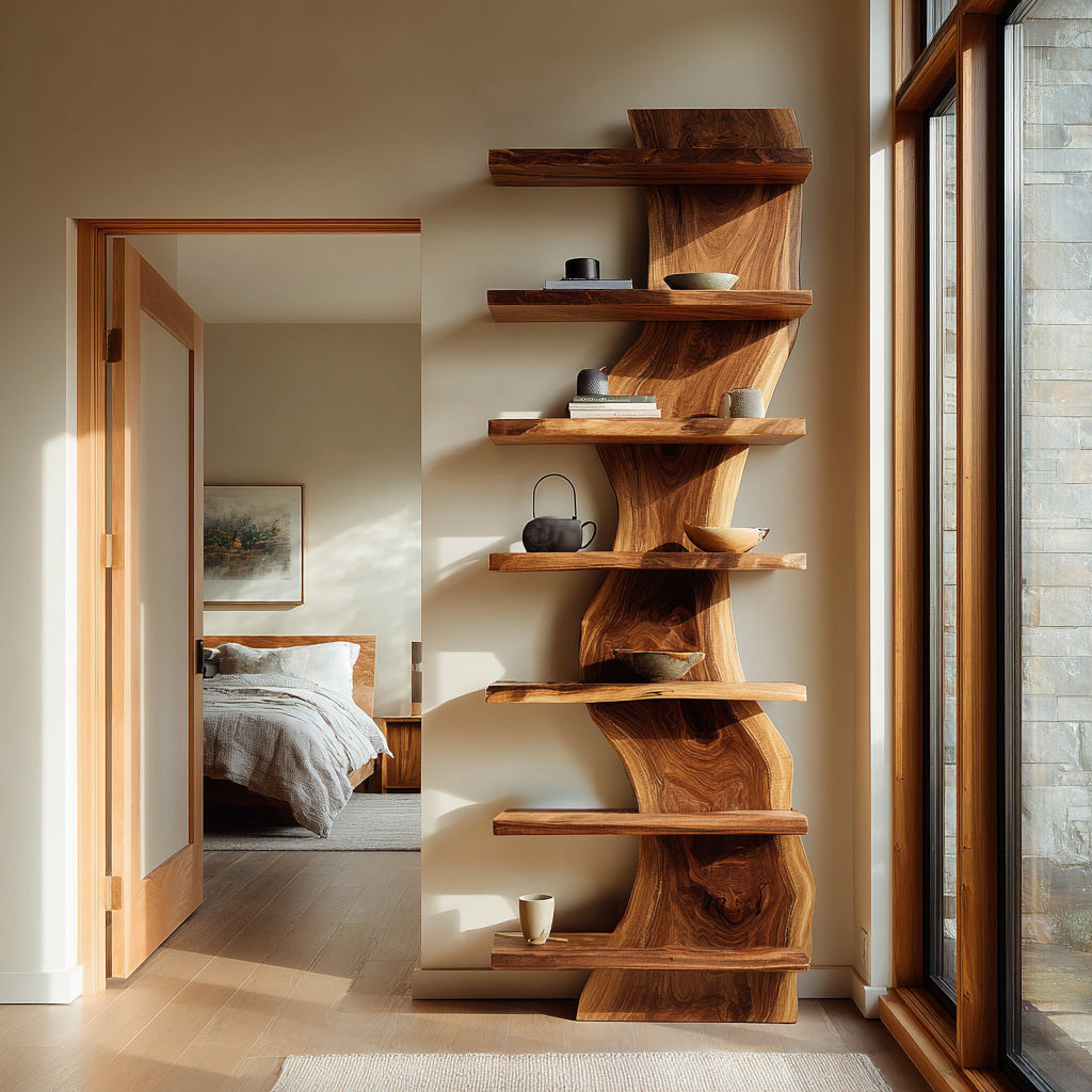 Organic Modern Wood Standing Shelf For Living Room RTTHHNSS001