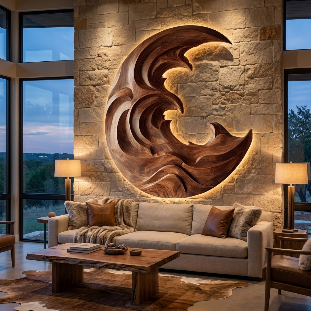 Organic Modern Wood Wave Wall Art For Living Room RTTHHNWA166