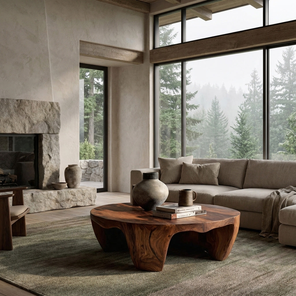 Organic Wooden Coffee Table For Home Interiors RTTHHNCF072