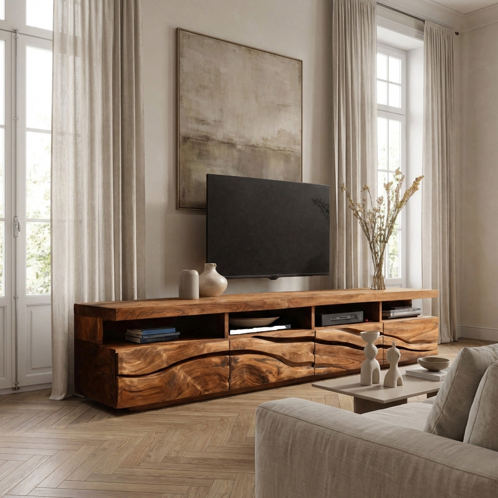 Handcrafted Media Cabinet Console For Living Room RTTHHNTVC079