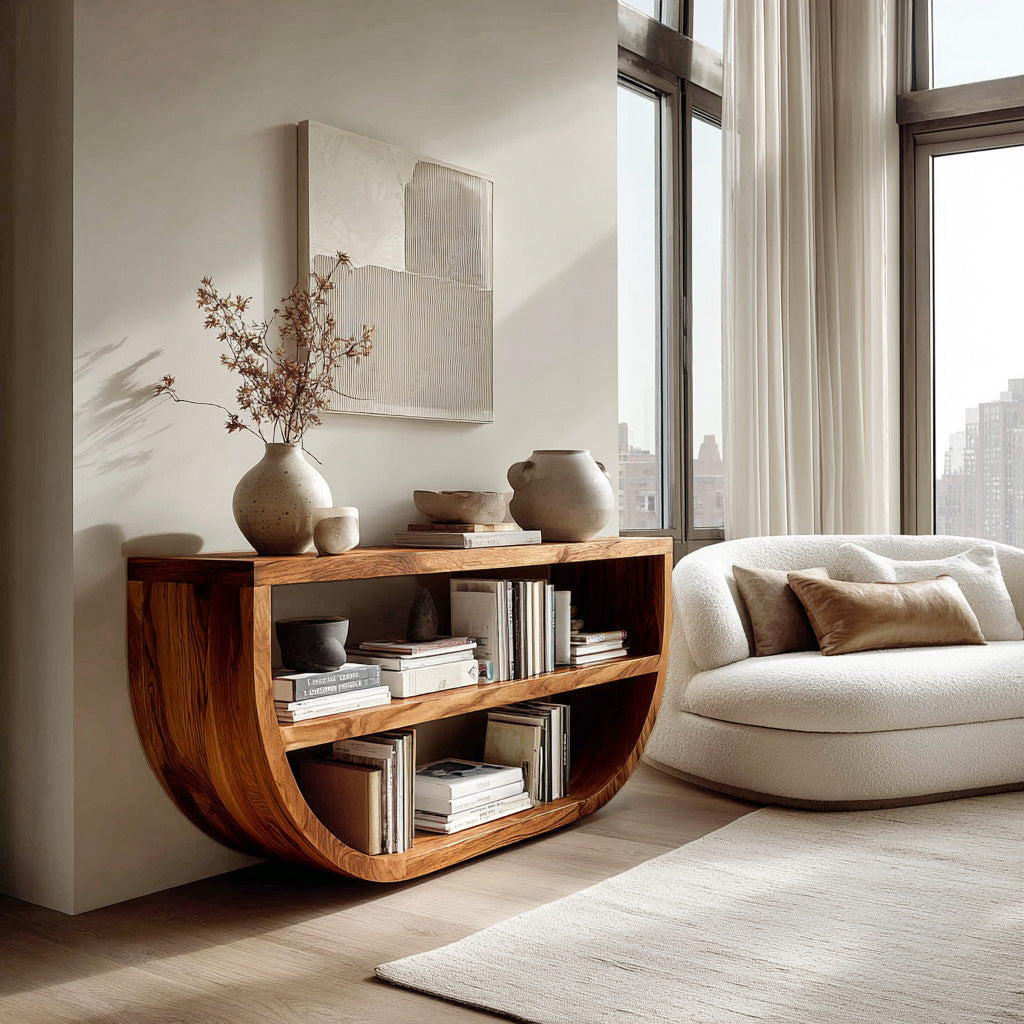 Organic Wooden Console Table With Storage For Living Room RTTHHNCS002