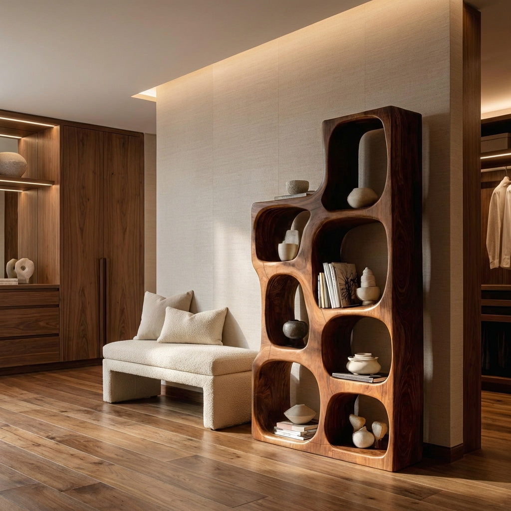 Organic Sculptural Wooden Bookshelf For Modern Living Room RTTHHNBS133