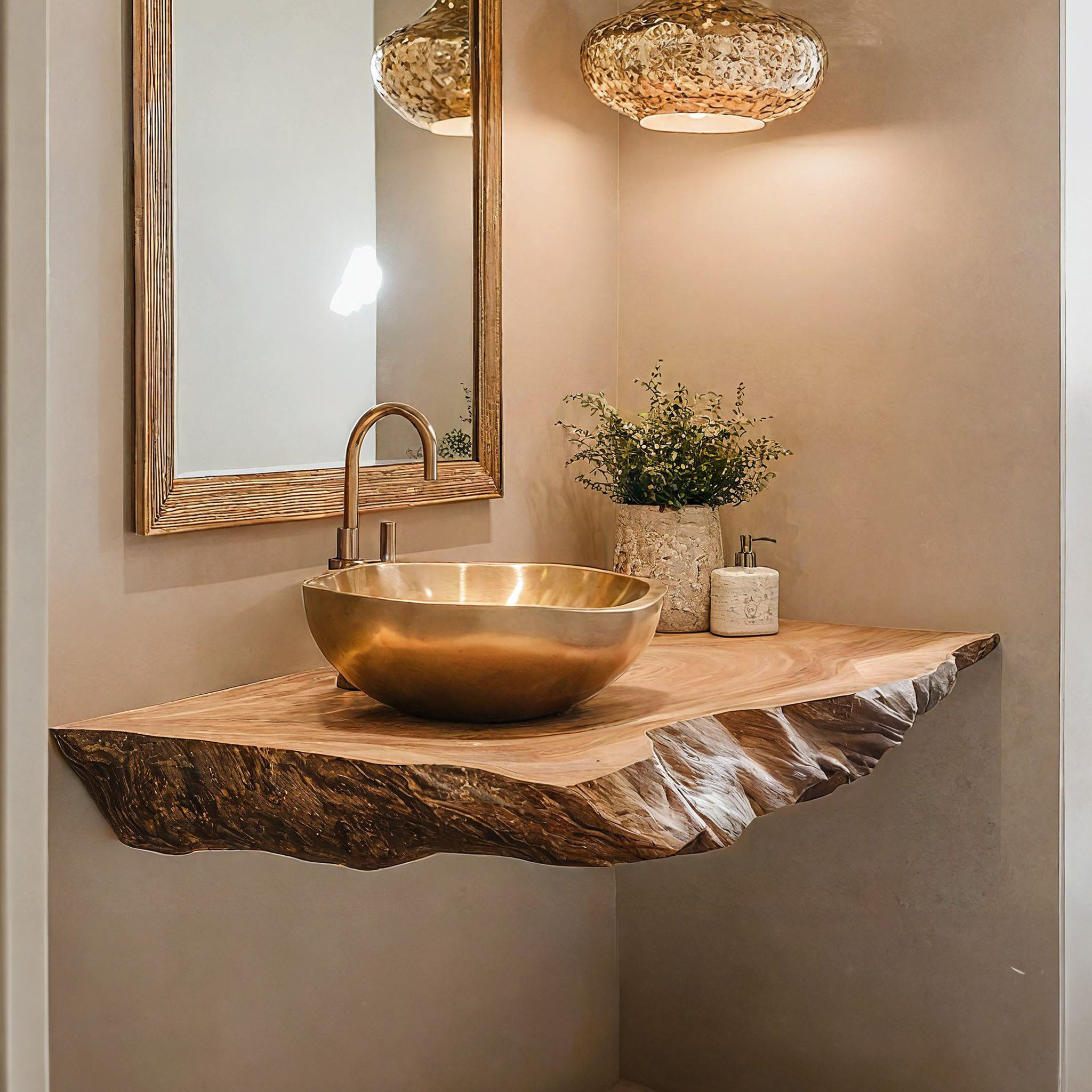 Live Edge Wood Bathroom Sink Shelf SILDTBRV049