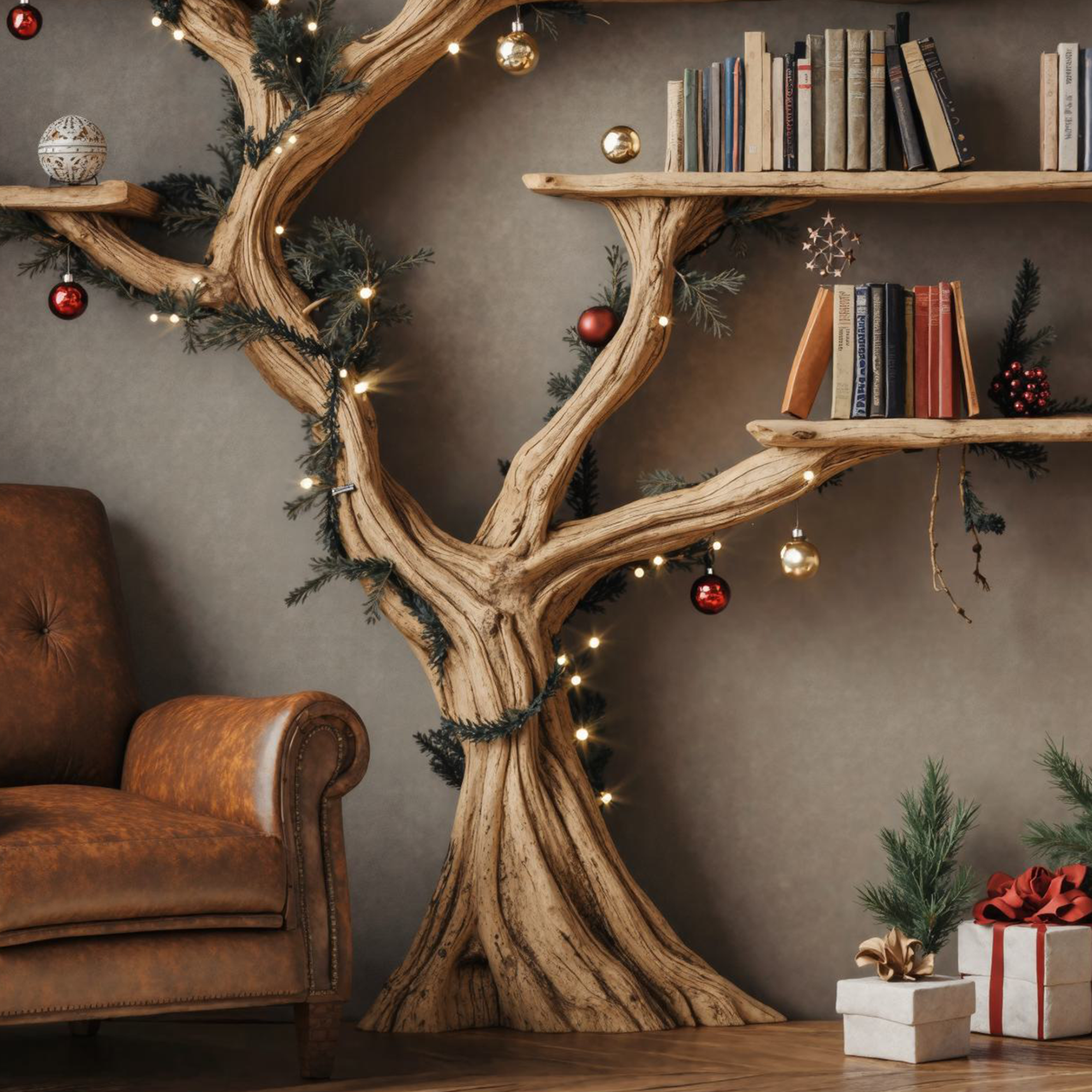 Tree Floating Bookshelf Driftwood Shelf SINLTB075