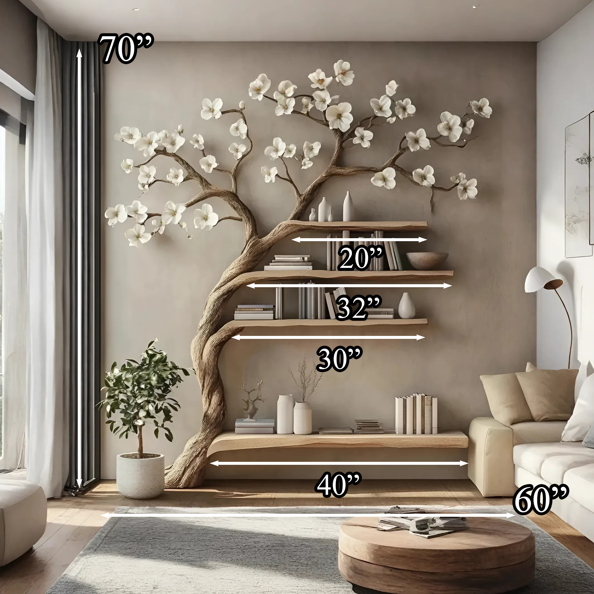 Handmade Wood Book Shelf Classic Design Decor Official SINLTB140