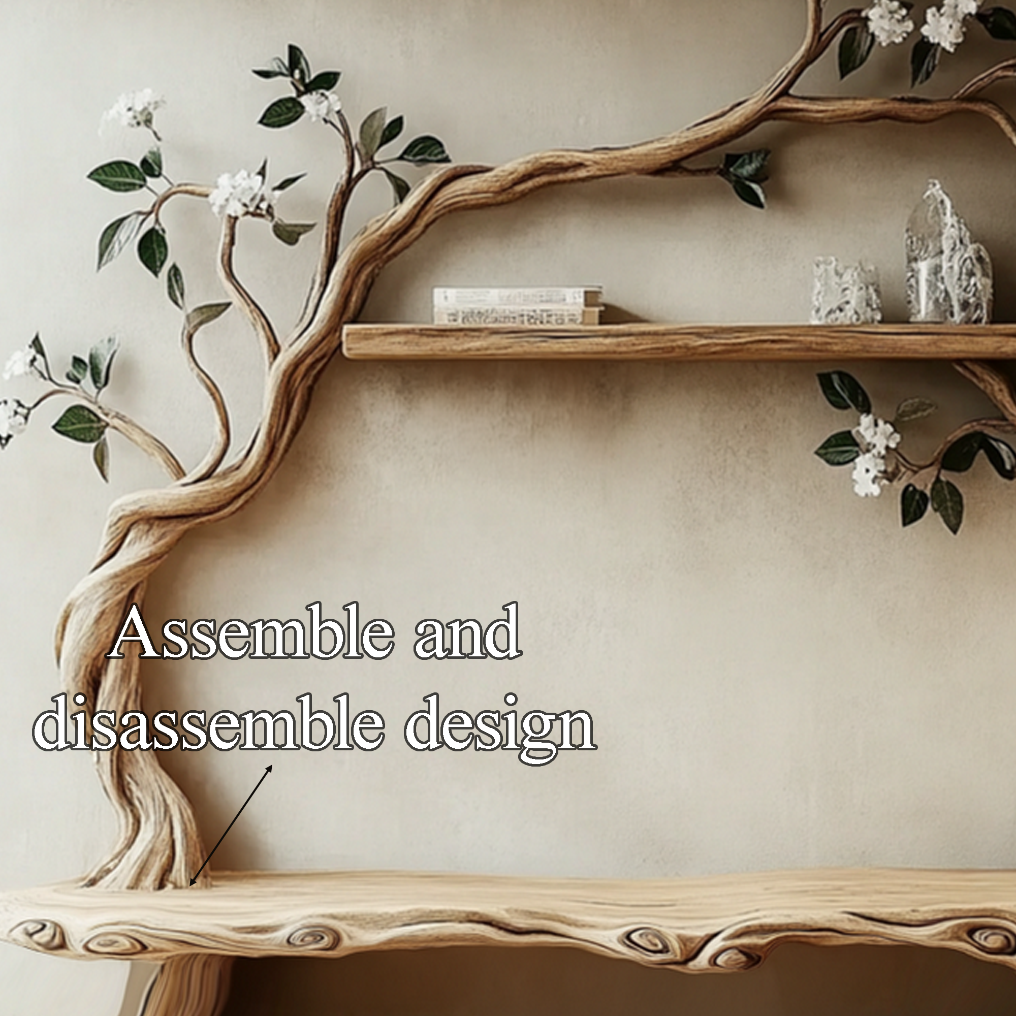 Wall Bookshelf Tree Shelf Rustic Design Home Gift Her SINLTB141