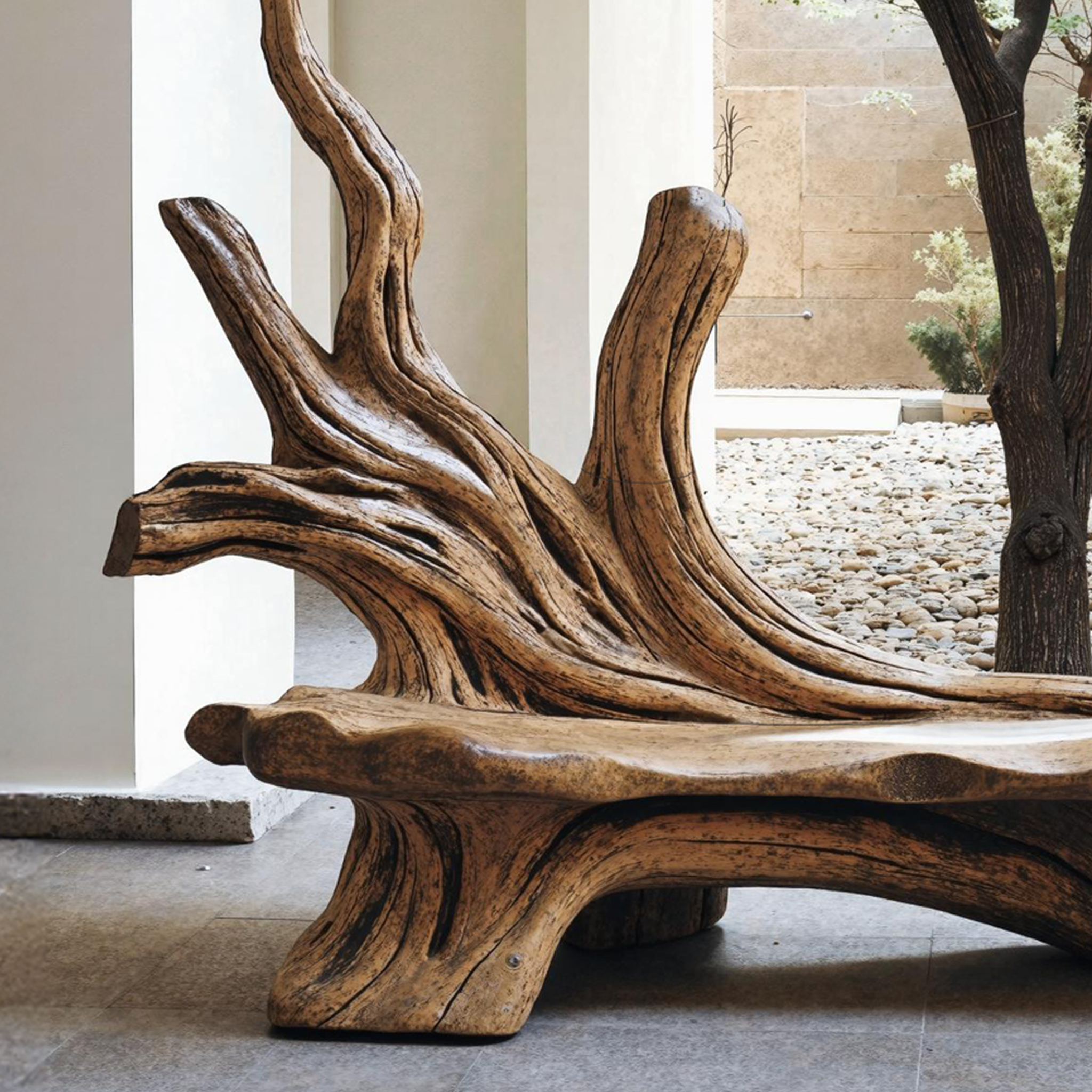 Farmhouse Branch Bench Outdoor Decor For Charming Backyards SILDTBRB008