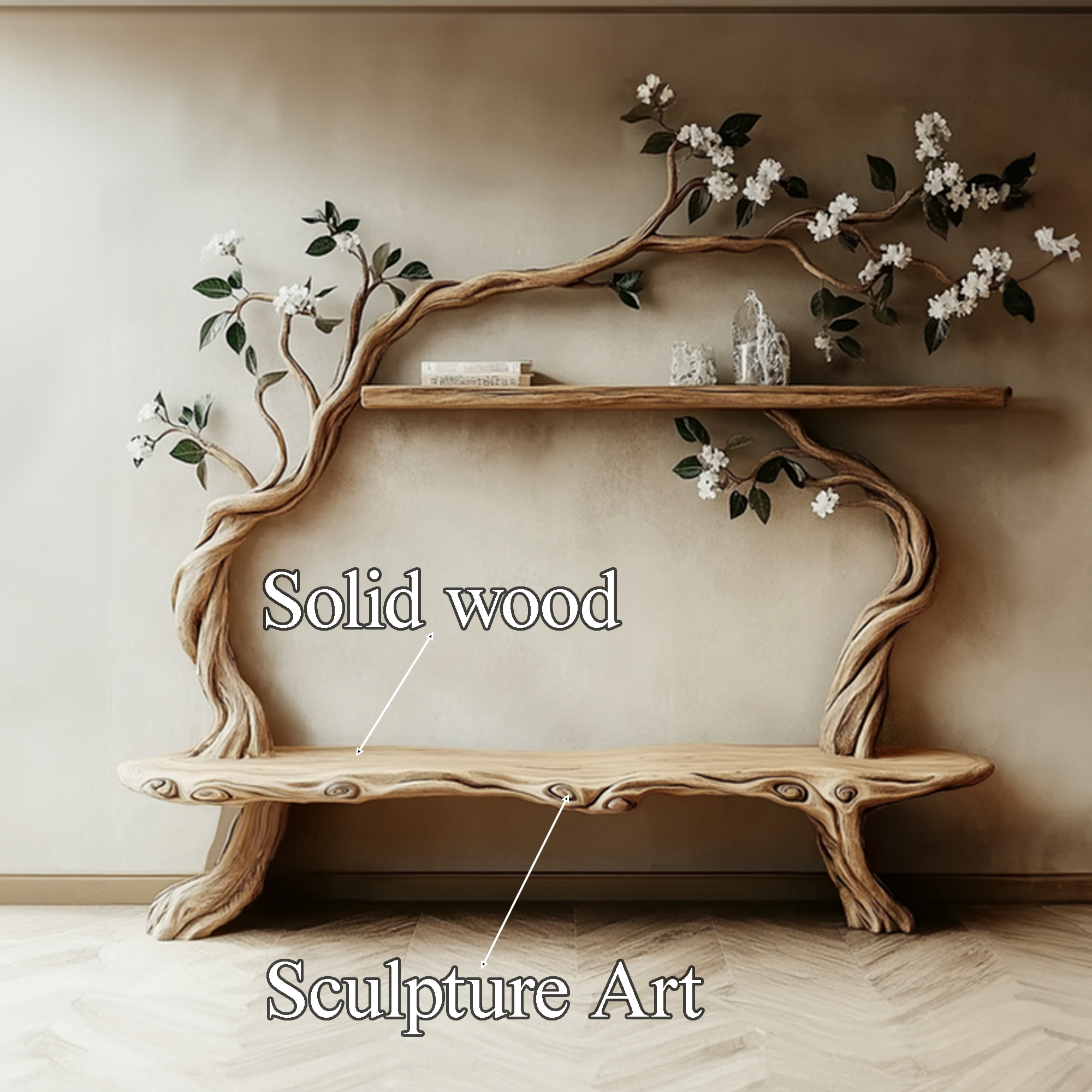 Wall Bookshelf Tree Shelf Rustic Design Home Gift Her SINLTB141