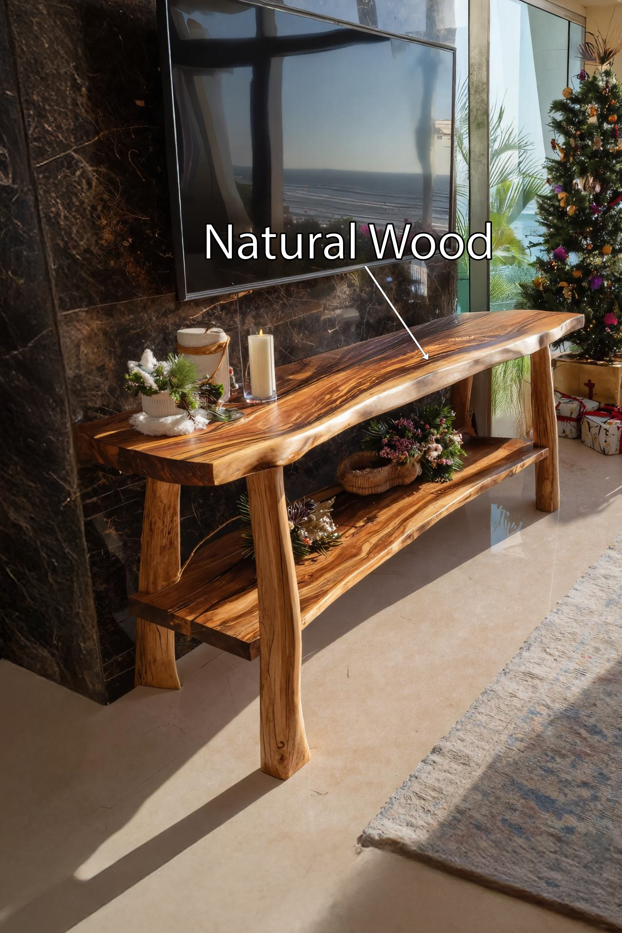 Mid Century Wooden Live Edge TV Console For Winter Furniture SILDTTRCTV029