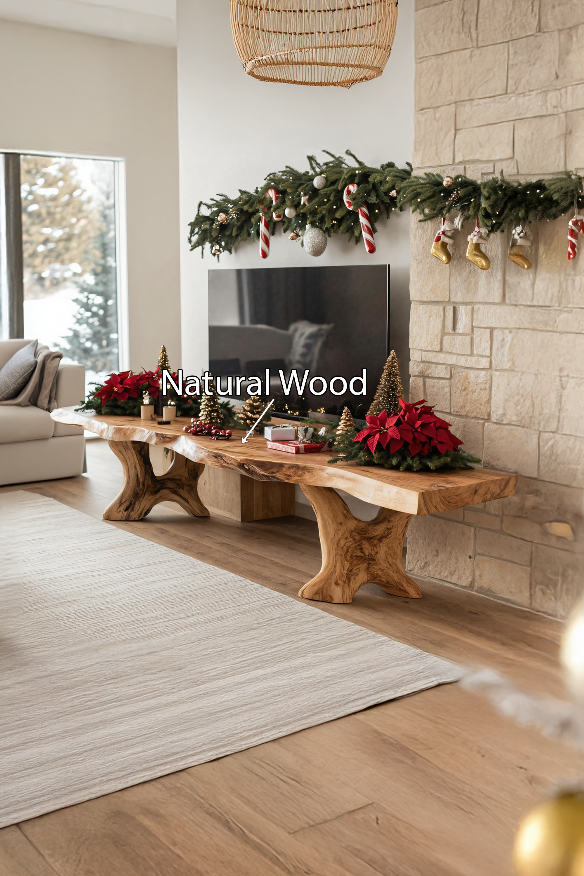 Handcrafted Solid Wood TV Console For Christmas Home Furniture Decor SILDTTNCTV033