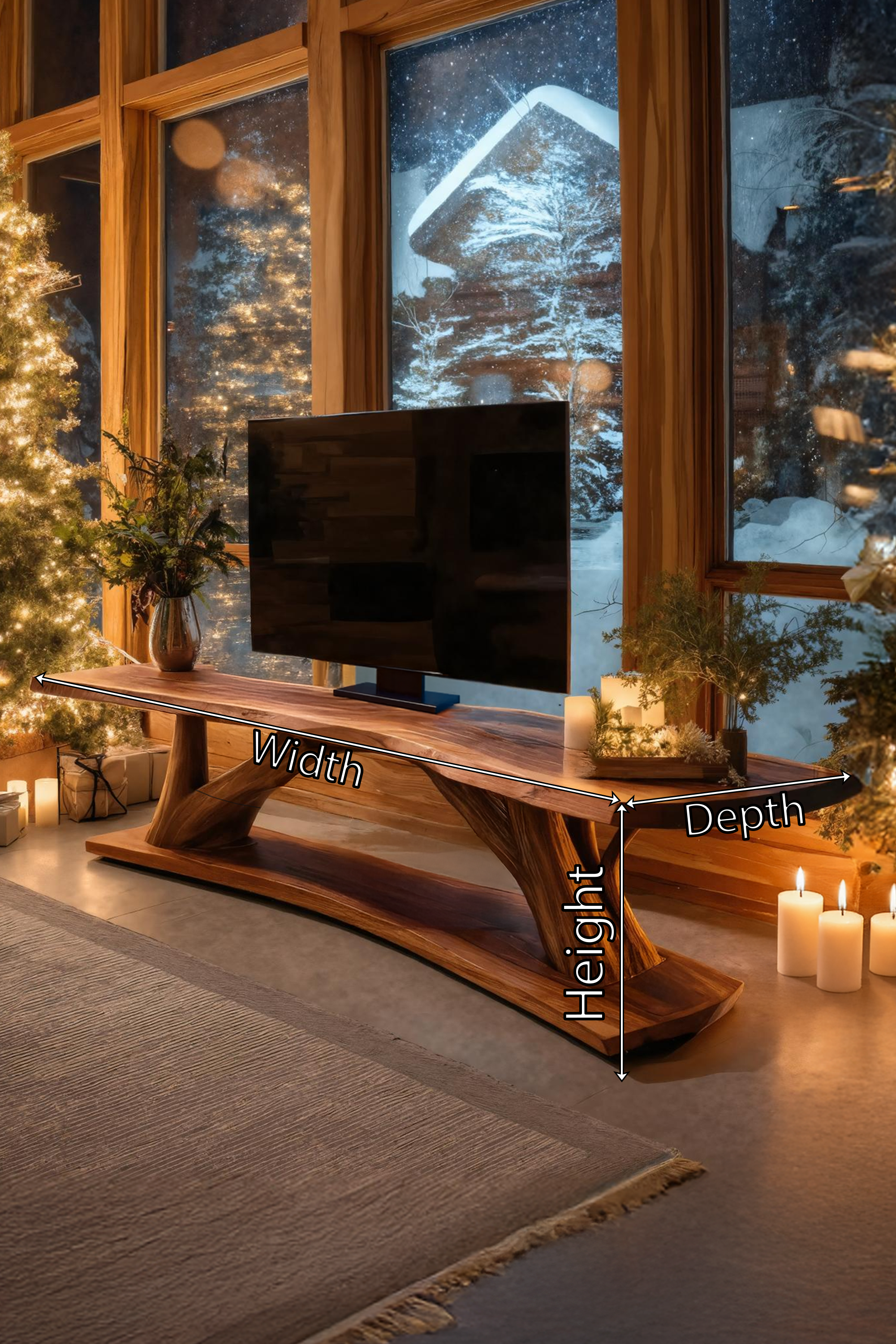 Mid Century Wooden Live Edge TV Console For Holiday Home Decor SILDTTRCTV045