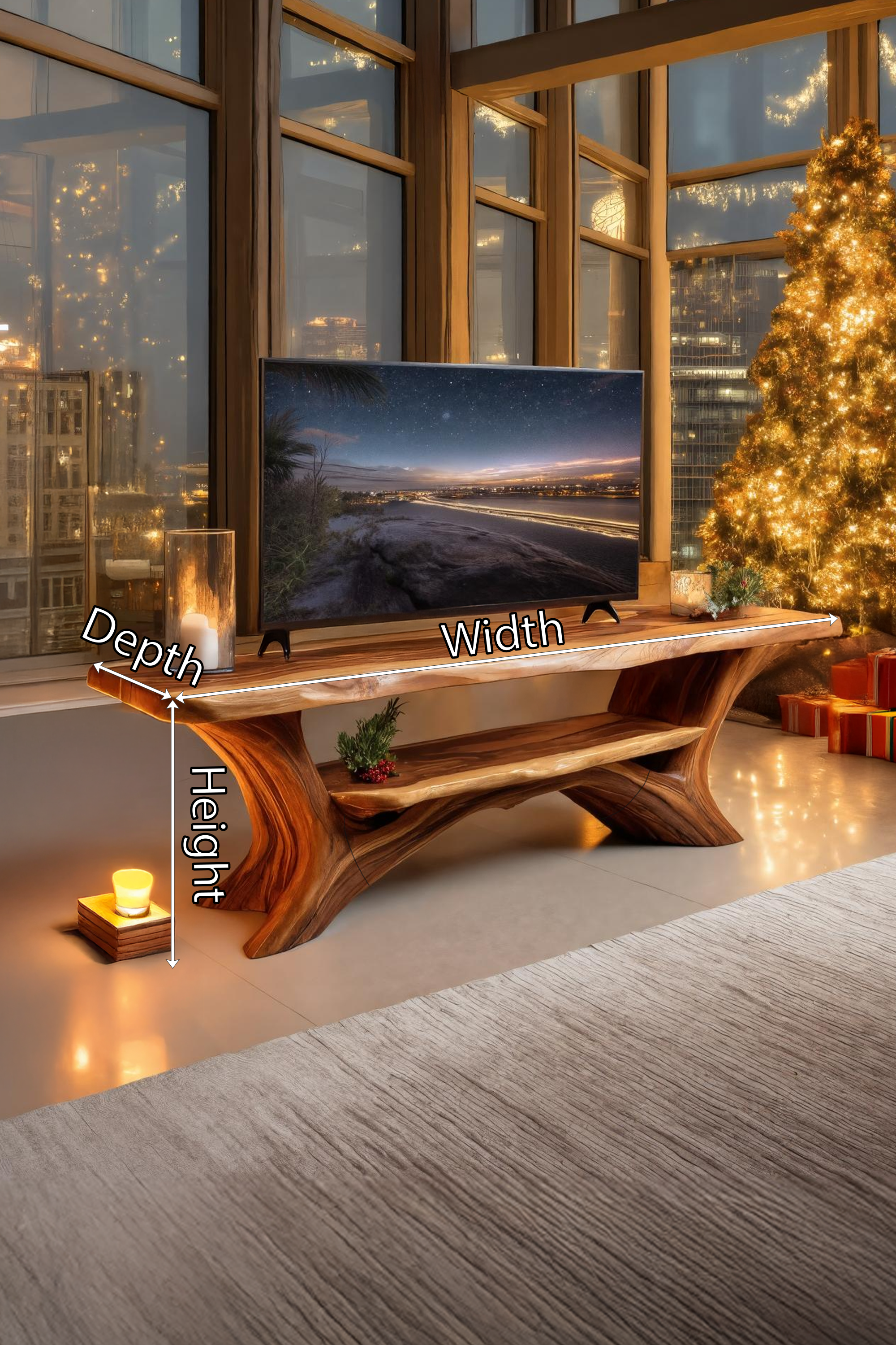 Farmhouse Solid Wood TV Console For Christmas Home Decor SILDTTRCTV022