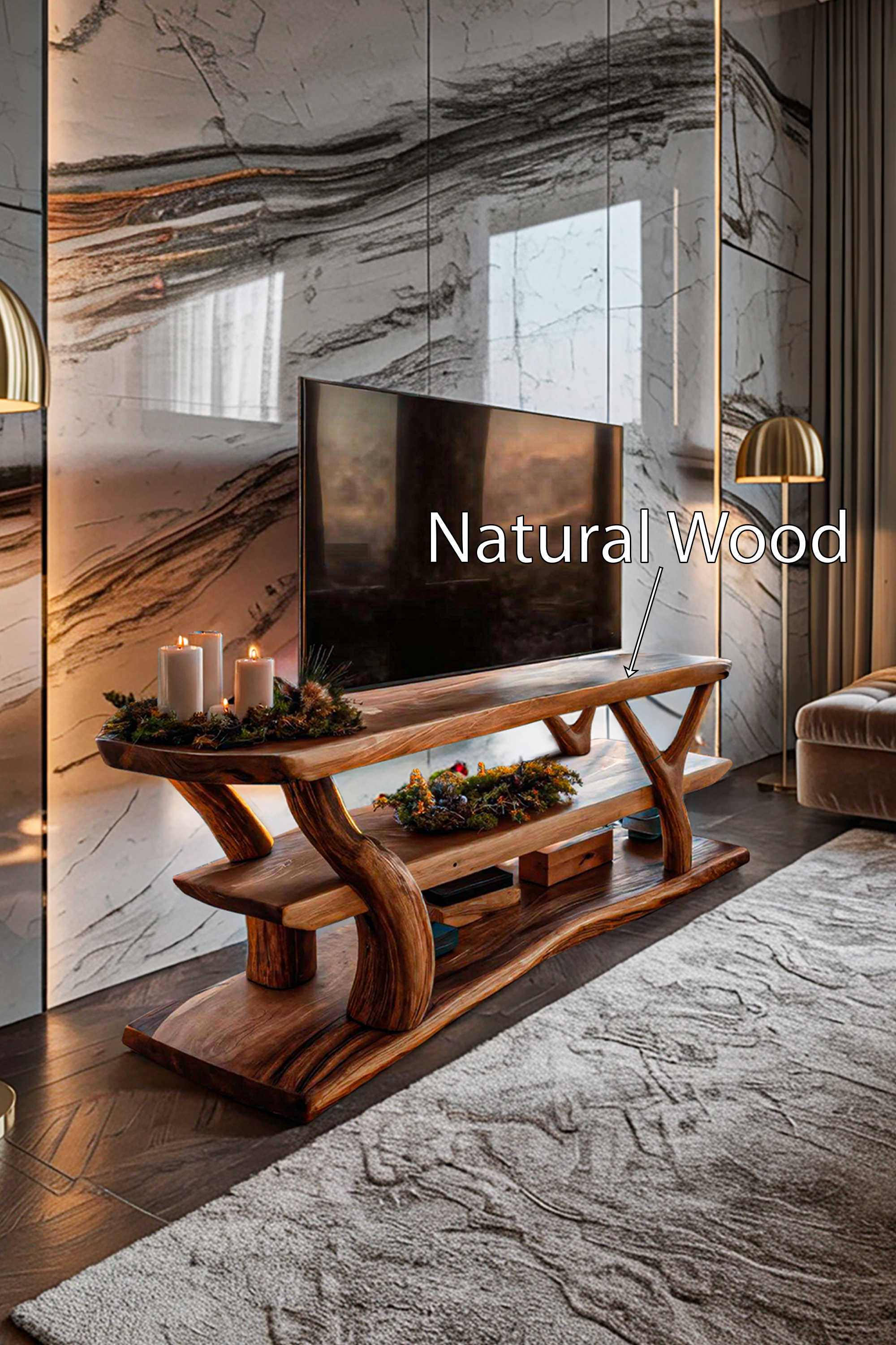 Mid Century Wooden Live Edge TV Console For Christmas Furniture SILDTTRCTV009