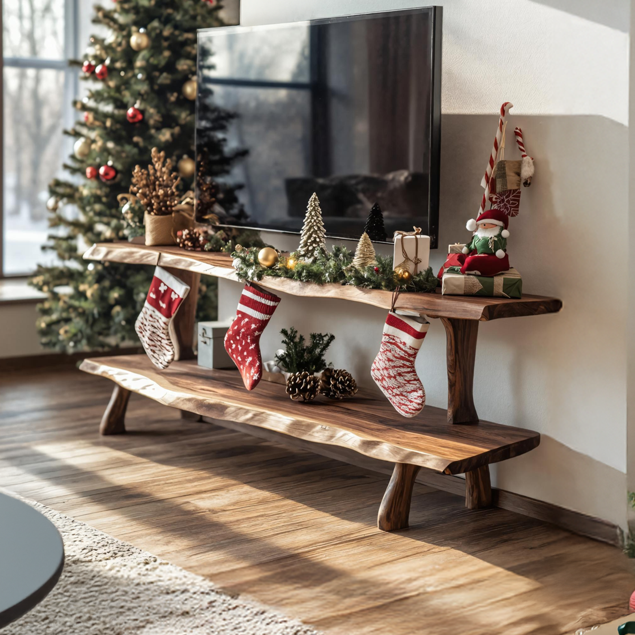 Handcrafted Solid Wood TV Console For Holiday Bedroom Furniture SILDTTNCTV025