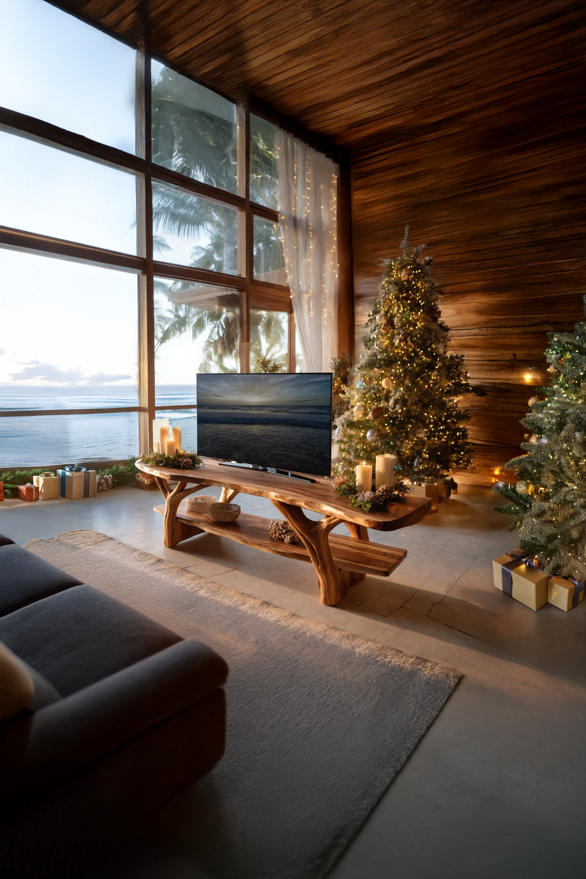 Handcrafted Solid Wood TV Console For Holiday Furniture Design SILDTTRCTV019