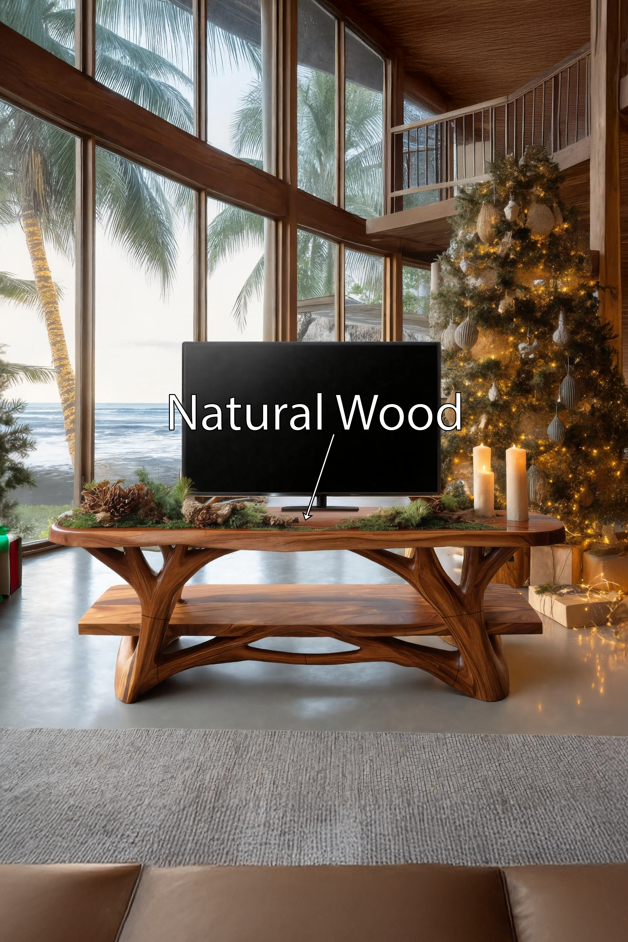 Handcrafted Live Edge Entryway TV Stand For Holiday Season SILDTTRCTV023
