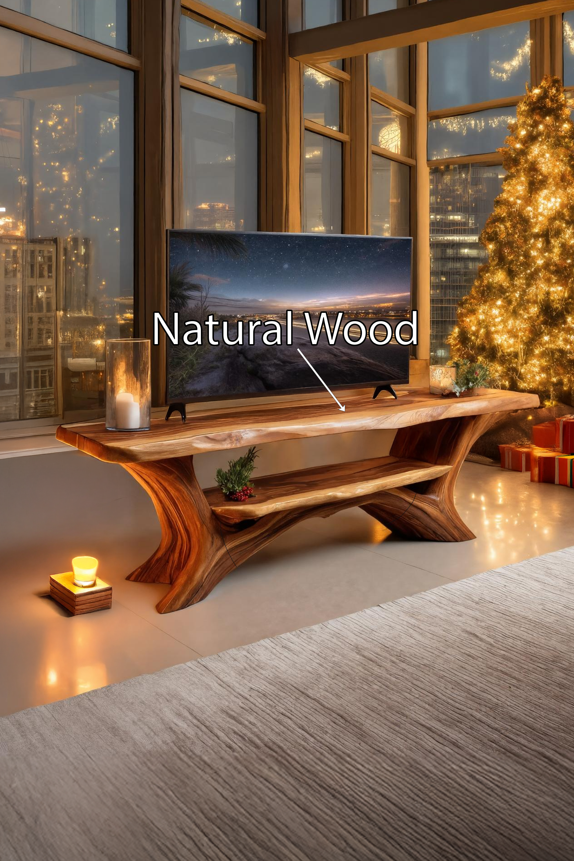 Farmhouse Solid Wood TV Console For Christmas Home Decor SILDTTRCTV022